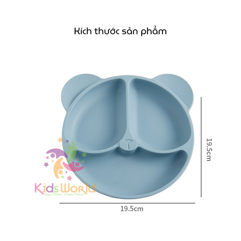 Mô tả Khay cho bé ăn dặm silicon hình gấu KidAndMom 3 ngăn có đế hút chân không chống trơn trượt - 2