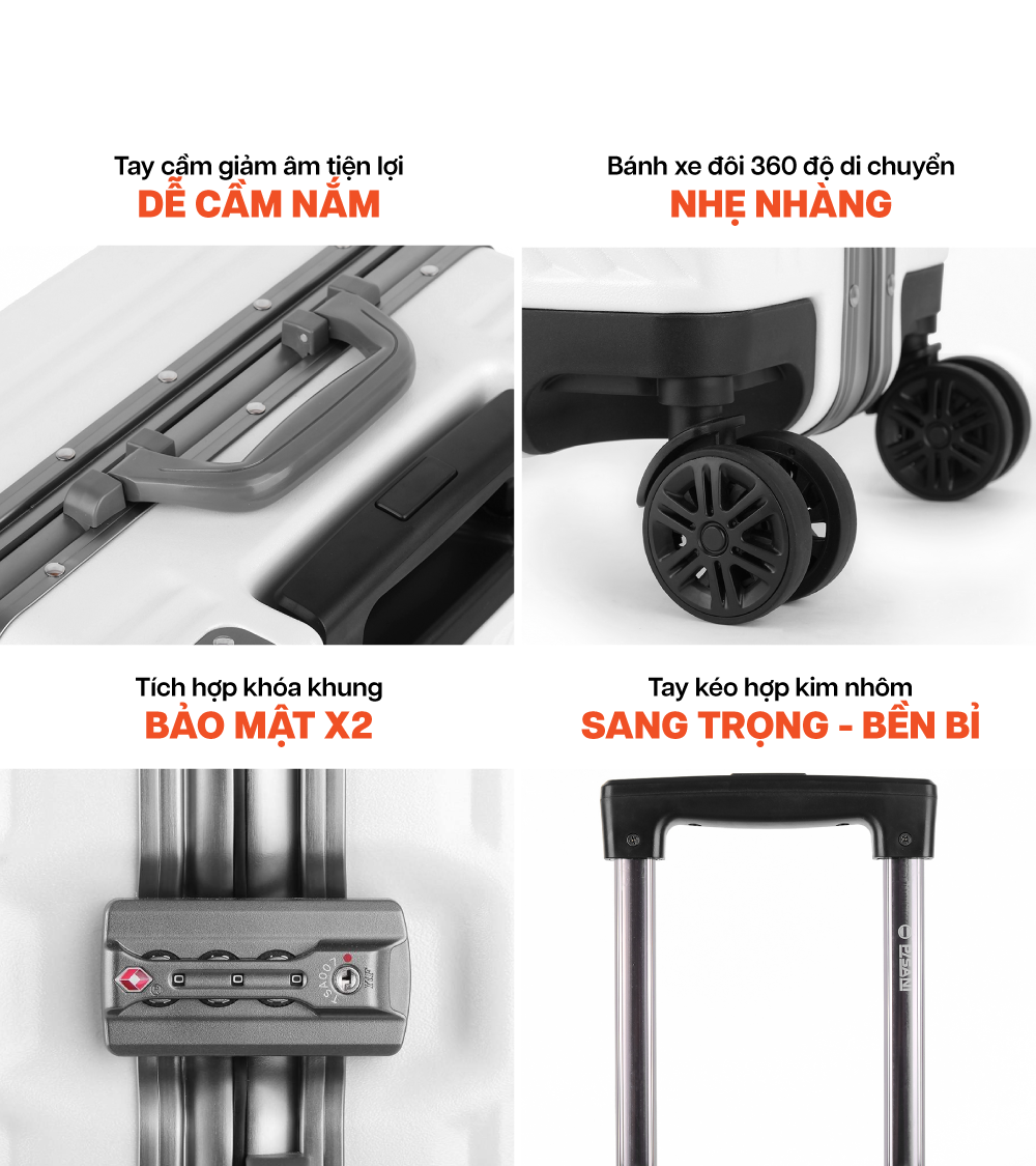 Mô tả Vali Kéo MIAvn Pisani X9 - Size 20/24/28, Nhựa PC Cao Cấp Siêu Bền, Khoá Khung Bảo Mật, Bảo Hành Trọn Đời - 4