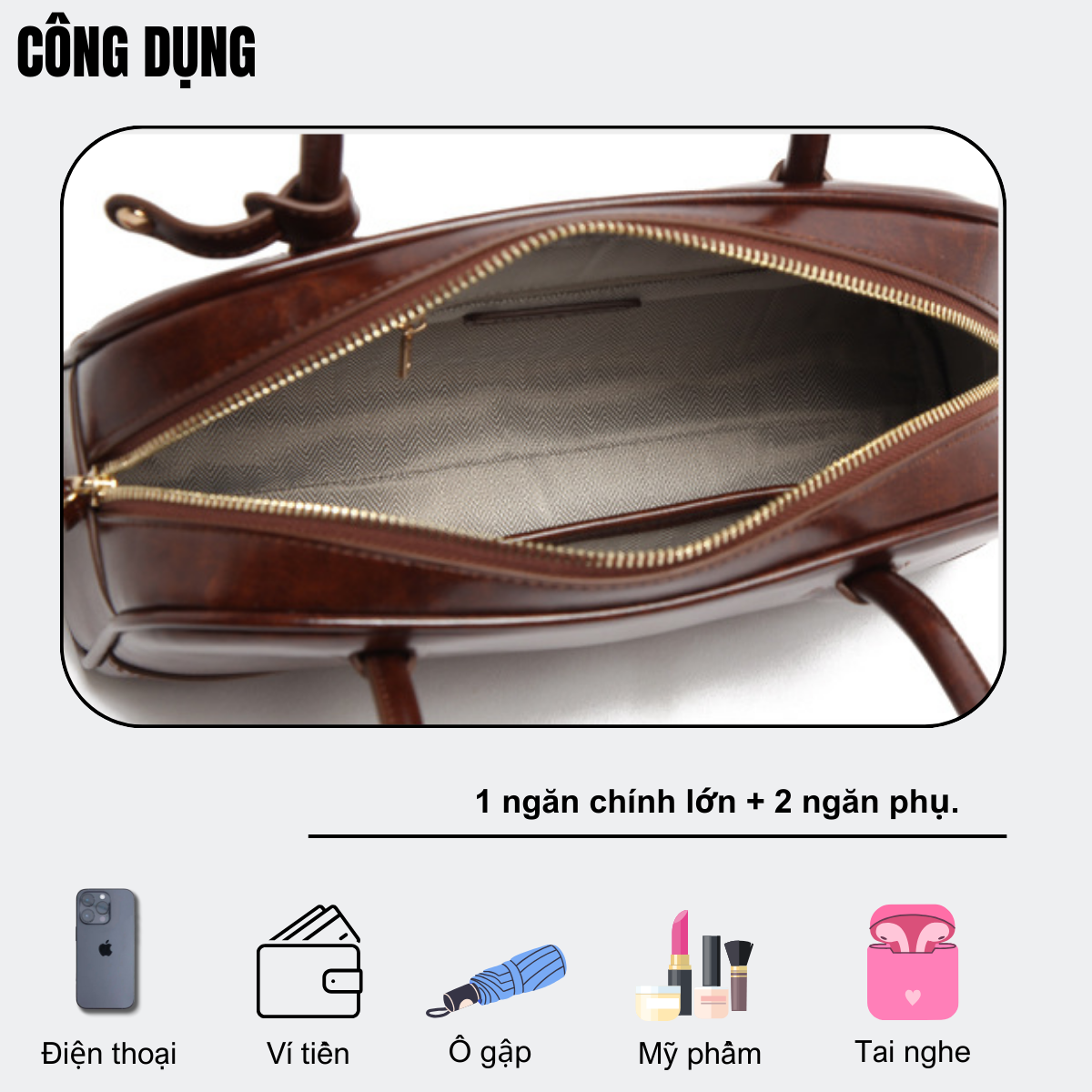 Mô tả Túi Xách Nữ Đeo Vai Chính Hãng MICOCAH Dáng Công Sở Thời Trang Sang Trọng Da Cao Cấp MC215 (KÈM HỘP) - 2