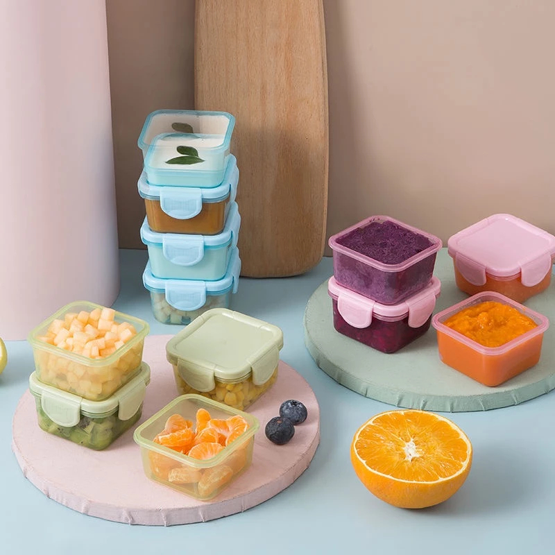 Mô tả Set 4 Hộp trữ đông,khay trữ đông bằng nhựa Có nắp khoá 4 chiều,Bảo quản đồ ăn dặm cho bé chống rò rỉ - 8