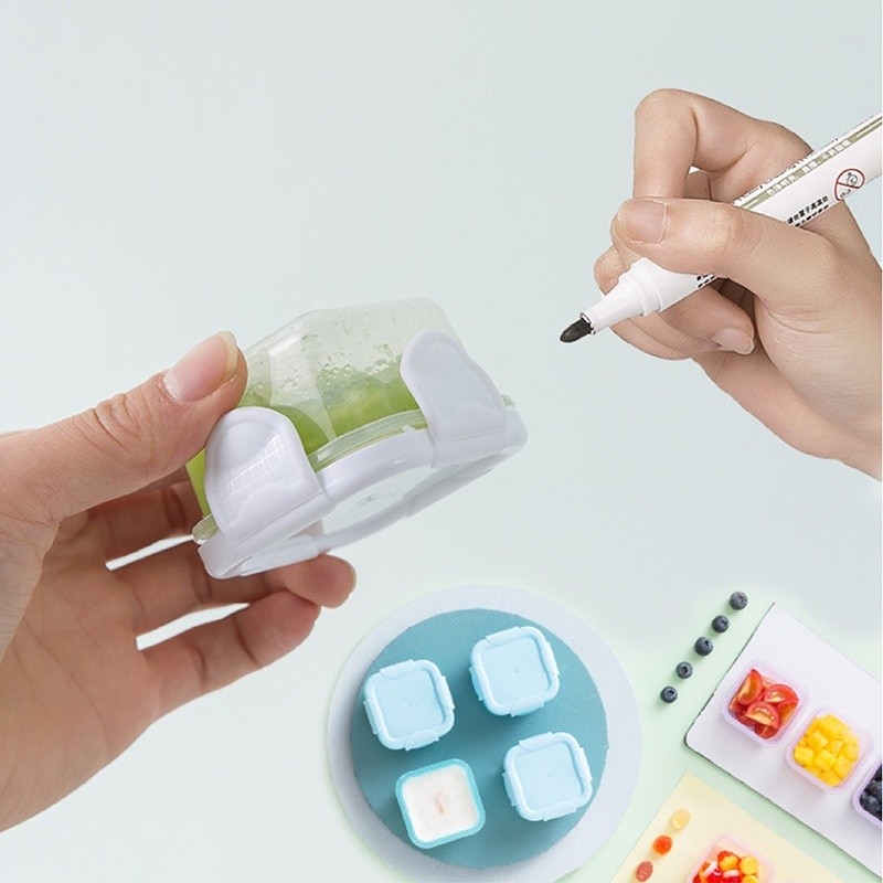 Mô tả Set 4 Hộp trữ đông,khay trữ đông bằng nhựa Có nắp khoá 4 chiều,Bảo quản đồ ăn dặm cho bé chống rò rỉ - 11