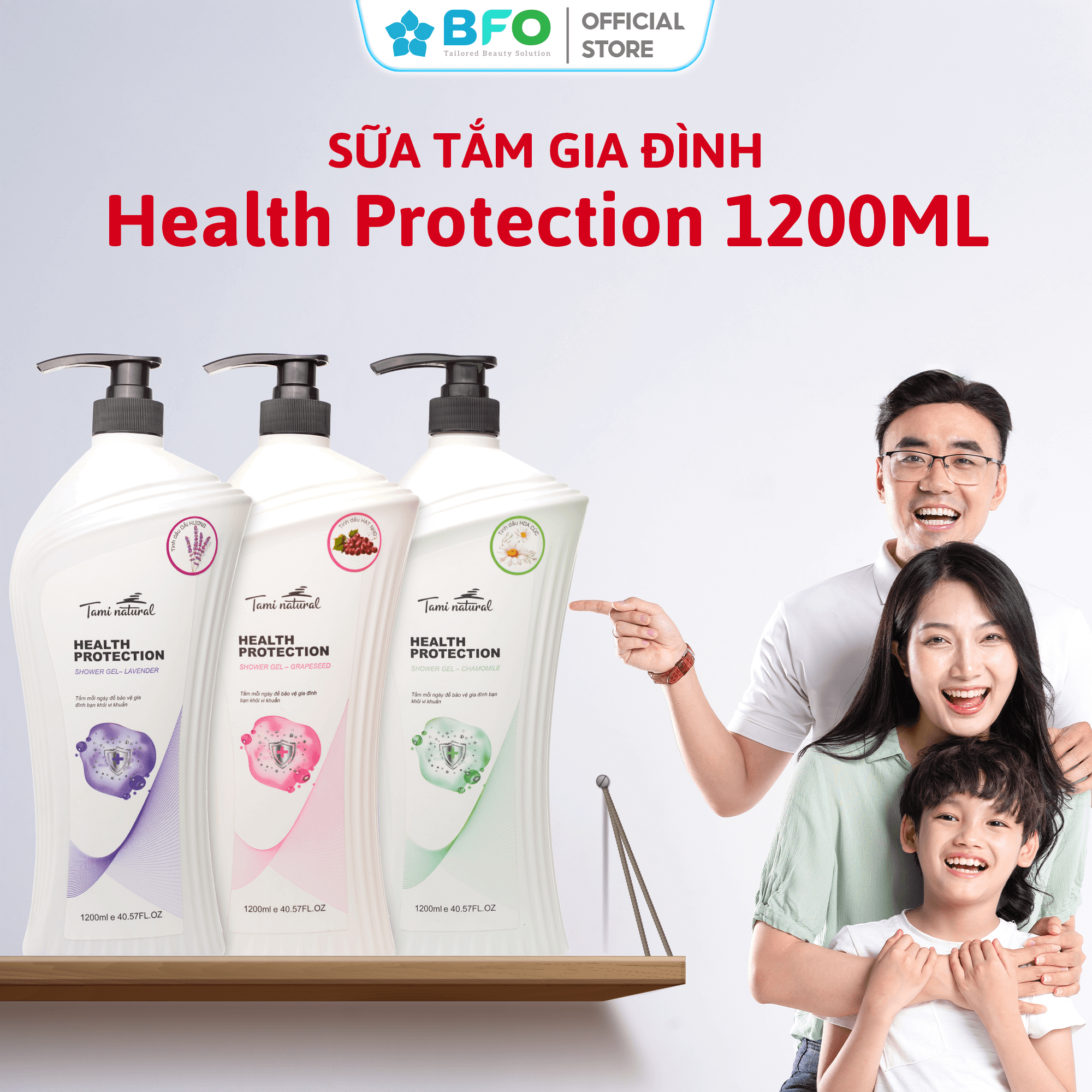 Mô tả Sữa Tắm Kháng Khuẩn Dưỡng Ẩm Sáng Da Tami Health Protection 1200ml - 1