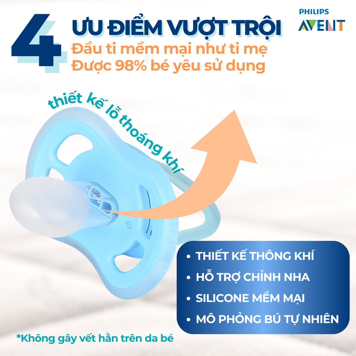 Mô tả Ti Giả Avent Ultra Air 6-18 Tháng, Núm Ty Ngậm Cho Bé An Toàn Mềm Mại Chính Hãng - 4