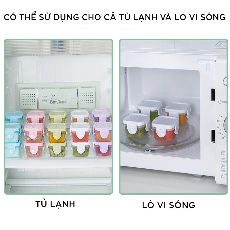 Mô tả Set 4 Hộp Trữ Đông KidAndMom ,Khay Trữ Đông Có Nắp khoá 4 chiều Đựng Đồ Ăn Dặm Cho Bé Chống Rò Rỉ - 9