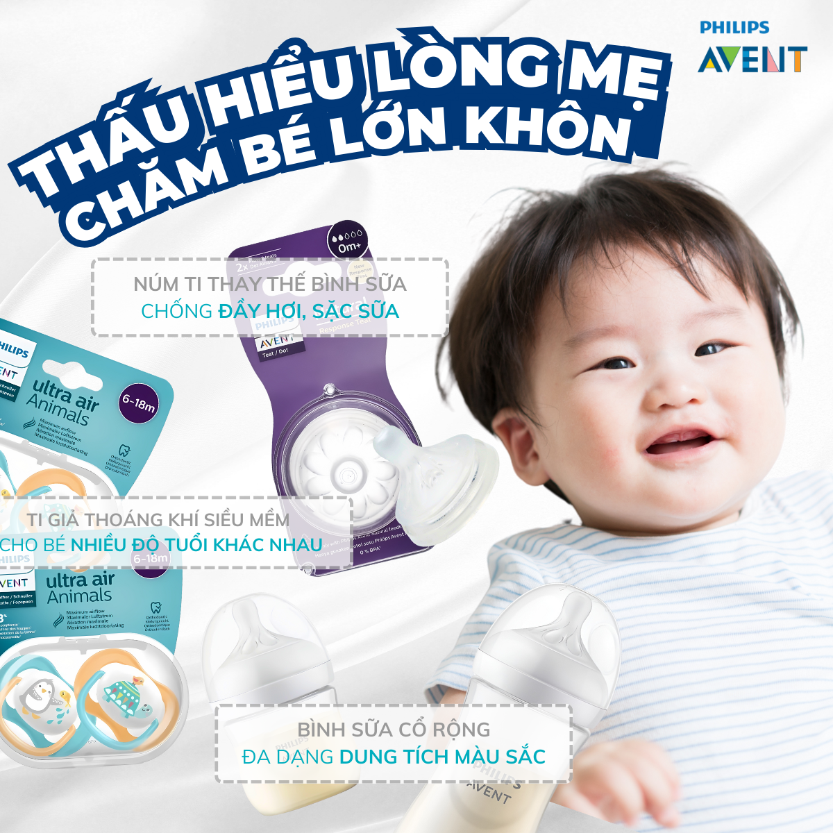 Mô tả Ti Giả Avent Ultra Air 6-18 Tháng, Núm Ty Ngậm Cho Bé An Toàn Mềm Mại Chính Hãng - 8