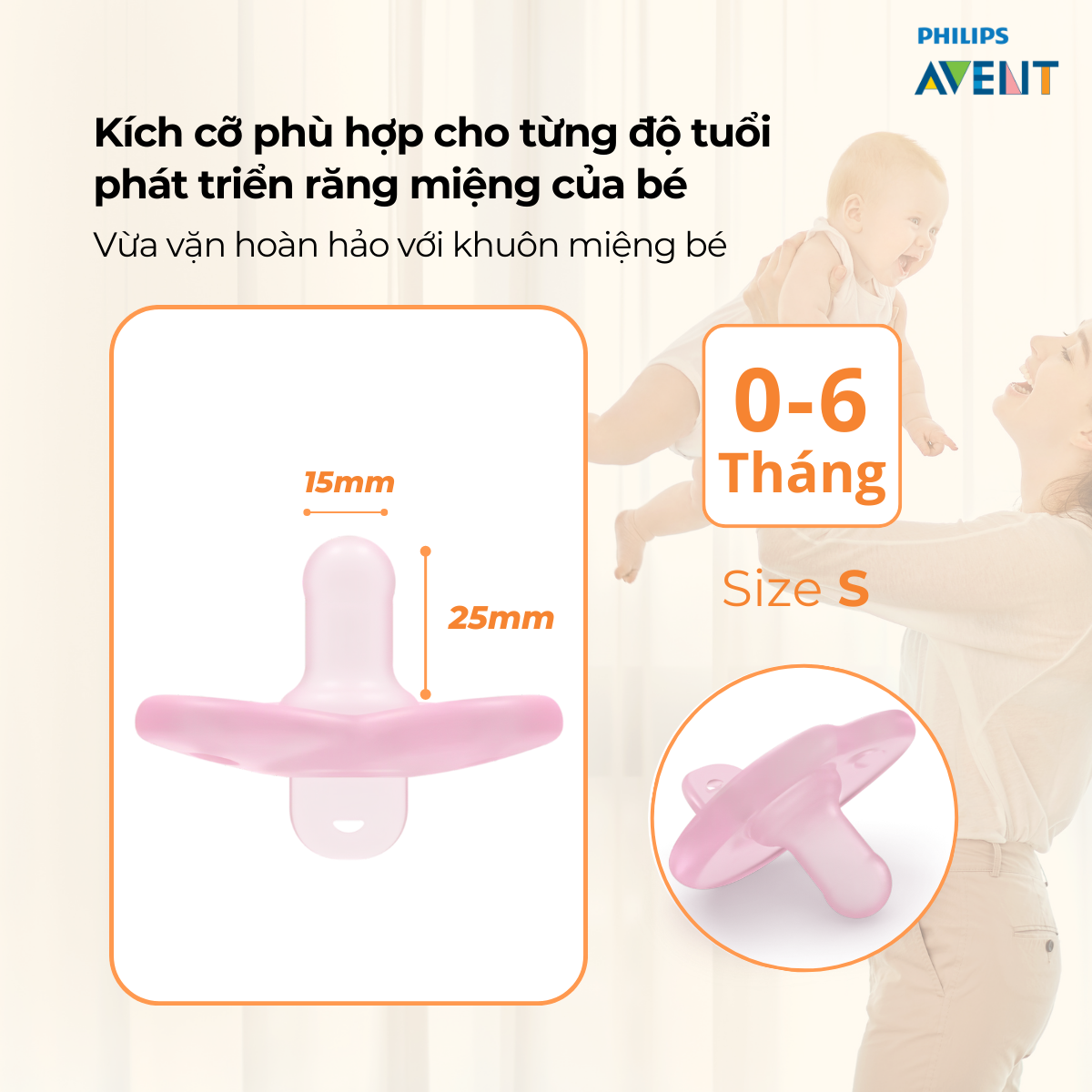 Mô tả Ti Giả Avent Soothie Silicon Nguyên Khối Hỗ Trợ Chỉnh Nha, Chống Hô Vẩu - 6