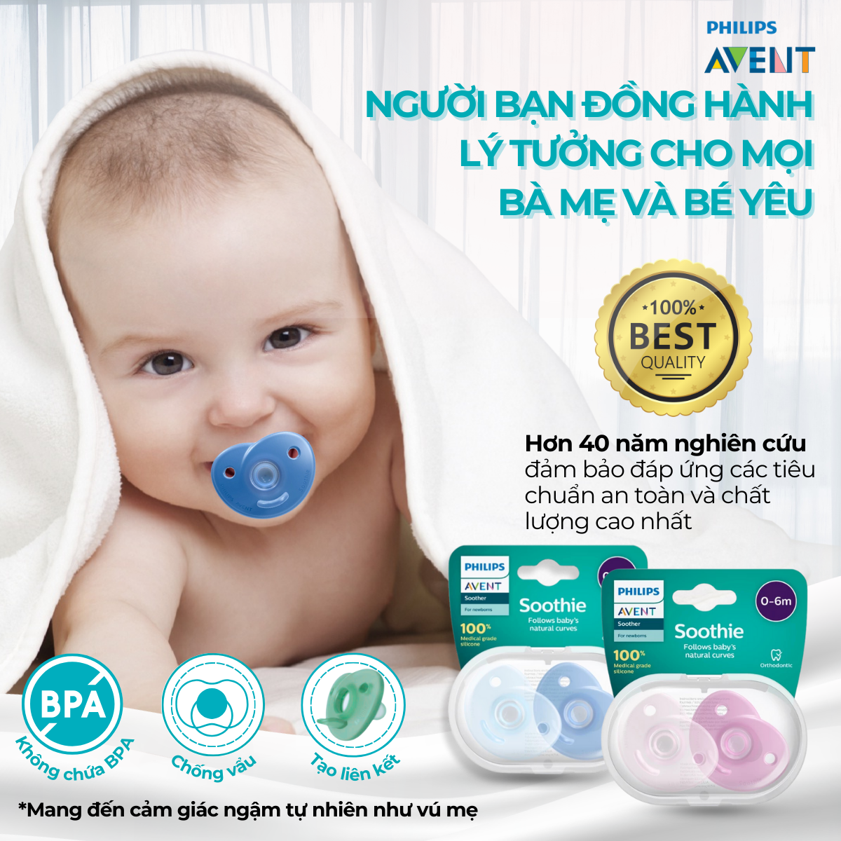Mô tả Ti Giả Avent Soothie Silicon Nguyên Khối Hỗ Trợ Chỉnh Nha, Chống Hô Vẩu - 7