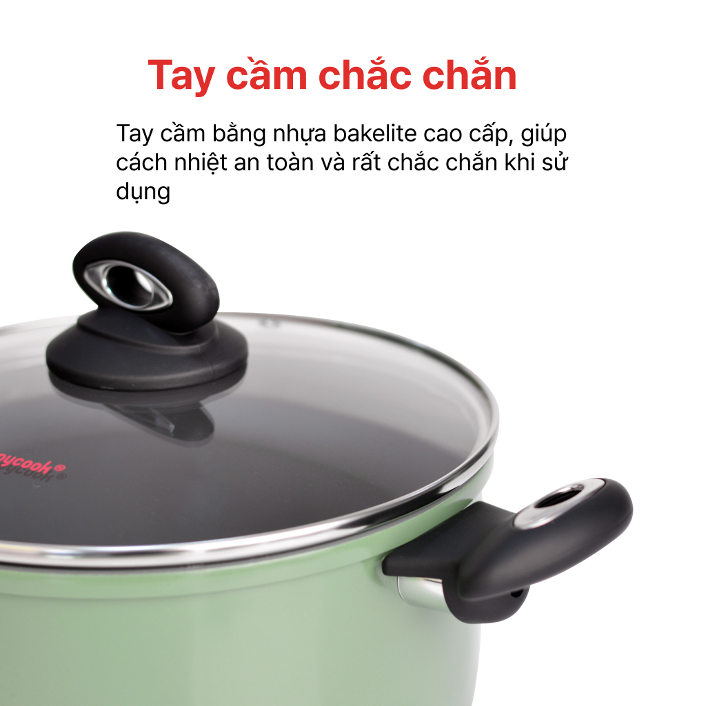Mô tả Nồi nhôm cao cấp chống dính đáy từ men đá Ceragreen 16cm, 20cm, 24cm, HAPPYCOOK - 6