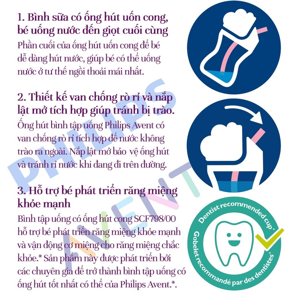 Mô tả Philips Avent Bình Tập Uống Có Ống Hút Cho Bé 12 Tháng Tuổi 300ml - 4