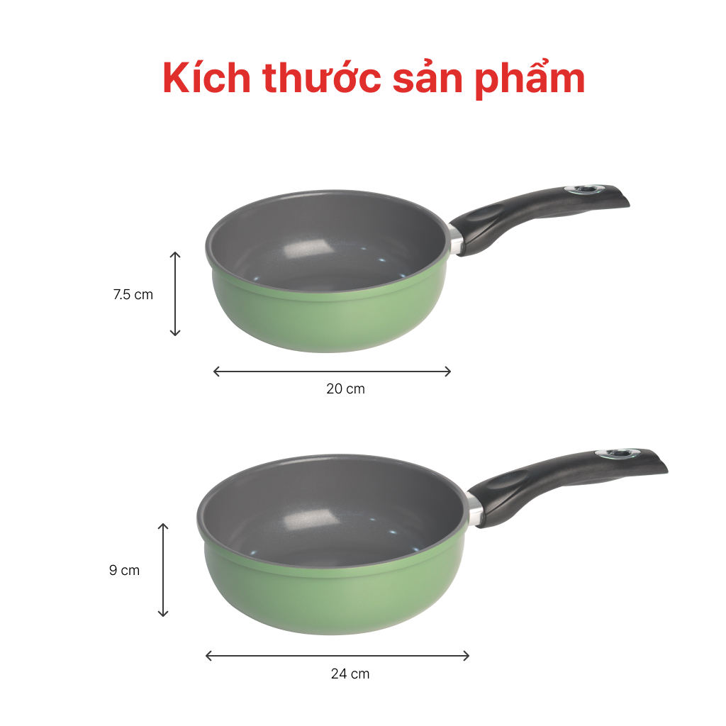 Mô tả Chảo sâu lòng chống dính men đá đáy từ 20, 24cm Ceragreen HAPPYCOOK, CGWP-20, 24IH - 7