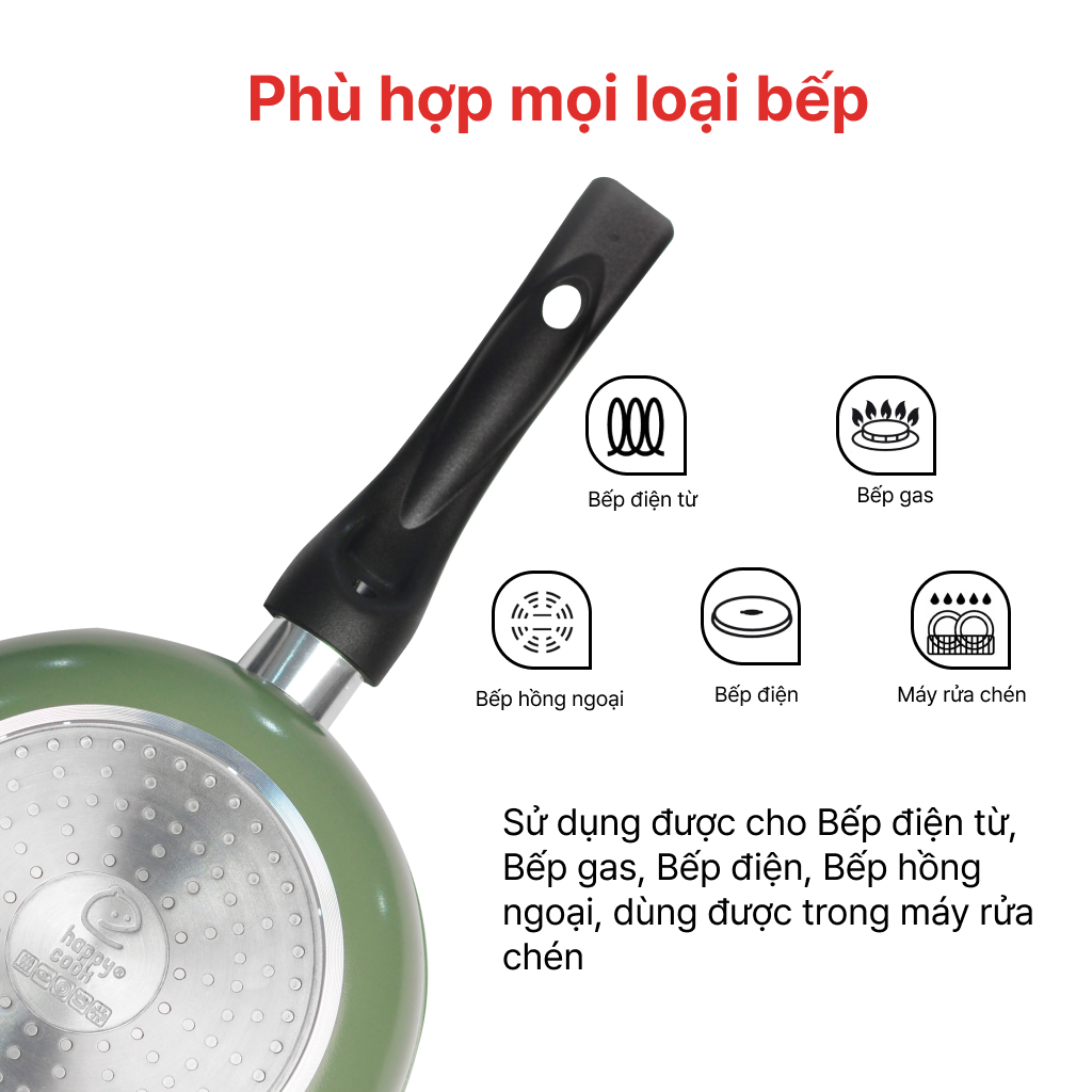 Mô tả Chảo sâu lòng chống dính men đá đáy từ 20, 24cm Ceragreen HAPPYCOOK, CGWP-20, 24IH - 8