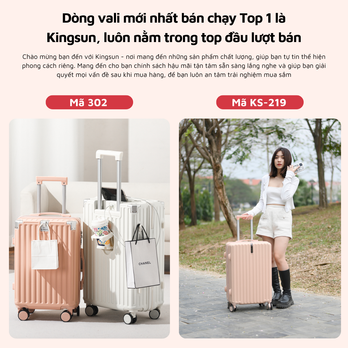 Mô tả Vali kéo du lịch cao cấp Kingsun Size20/24/28inch 219/302 Bảo hành 5 năm - 1