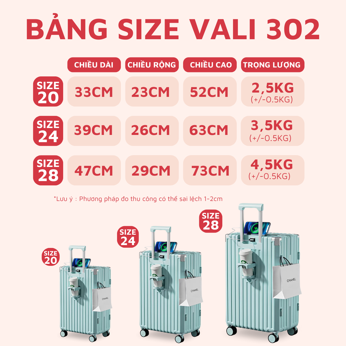 Mô tả Vali kéo Siêu To Có Cốc Đựng Nước, Sạc Điện Thoại Size 28 302/309, Vali kéo du lịch Kingsun Size 28 Cao Cấp - 2