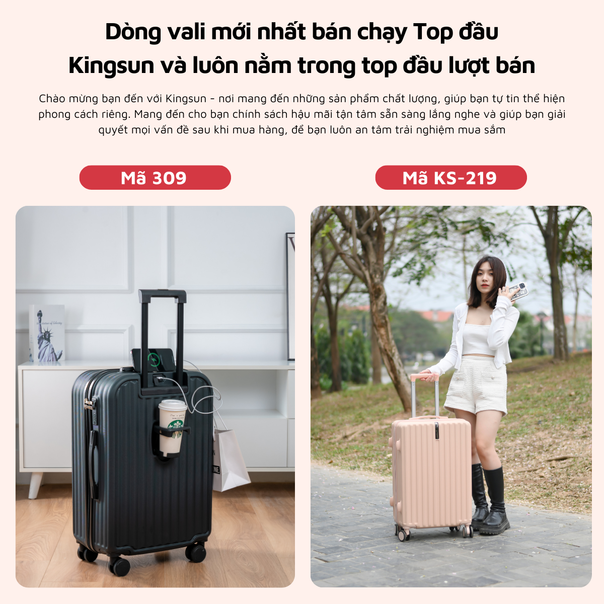 Mô tả Vali kéo du lịch thời trang cao cấp Kingsun size20/24inch KS 219/309 - 1
