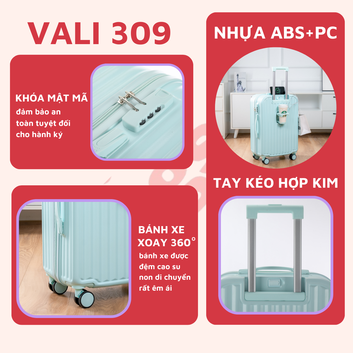 Mô tả Vali kéo du lịch thời trang cao cấp Kingsun size20/24inch KS 219/309 - 2