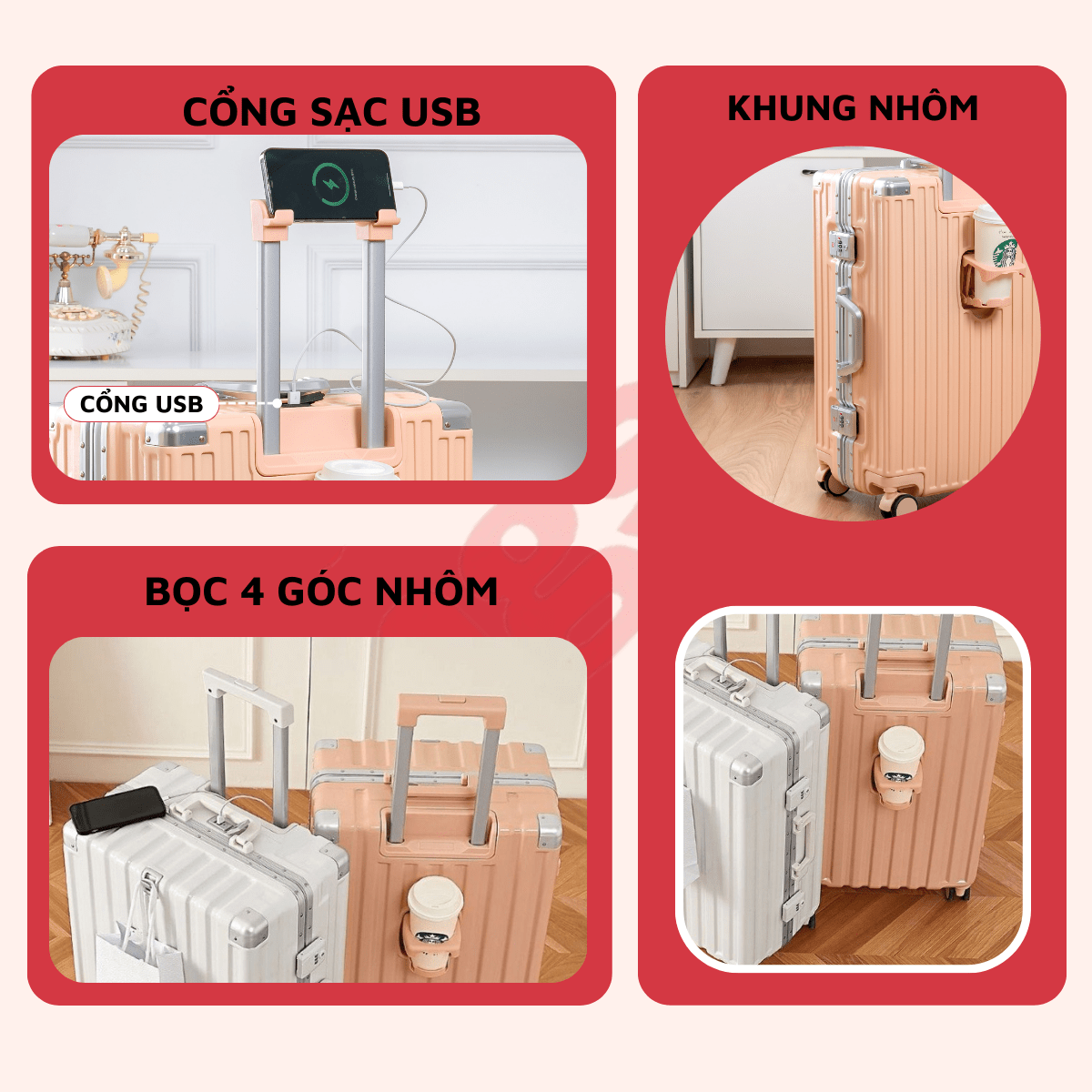Mô tả Vali khung nhôm khoá sập cao cấp Kingsun KS-051/L809,Bảo hành 5 năm - 3