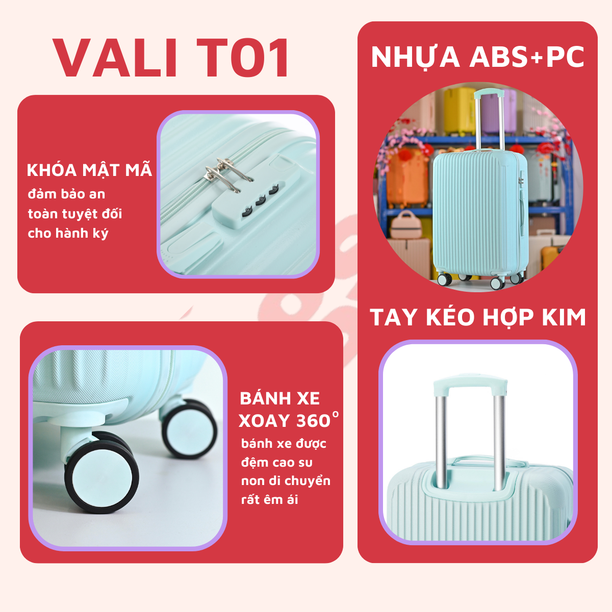 Mô tả Vali kéo du lịch Kingsun KS-155/T01/T08 Size 20/24 Bảo Hành 5 Năm - 2