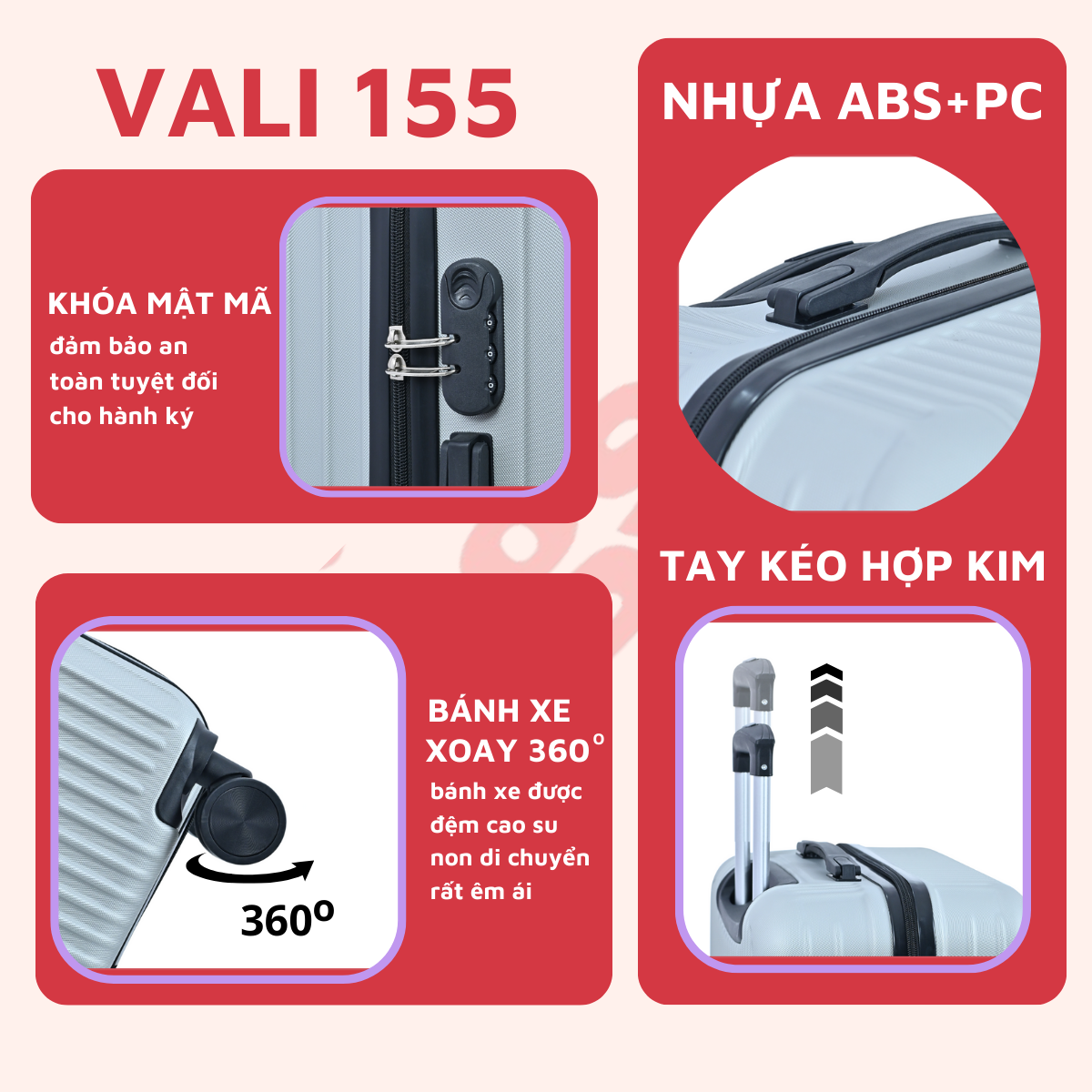 Mô tả Vali kéo du lịch Kingsun KS-155/T01/T08 Size 20/24 Bảo Hành 5 Năm - 3