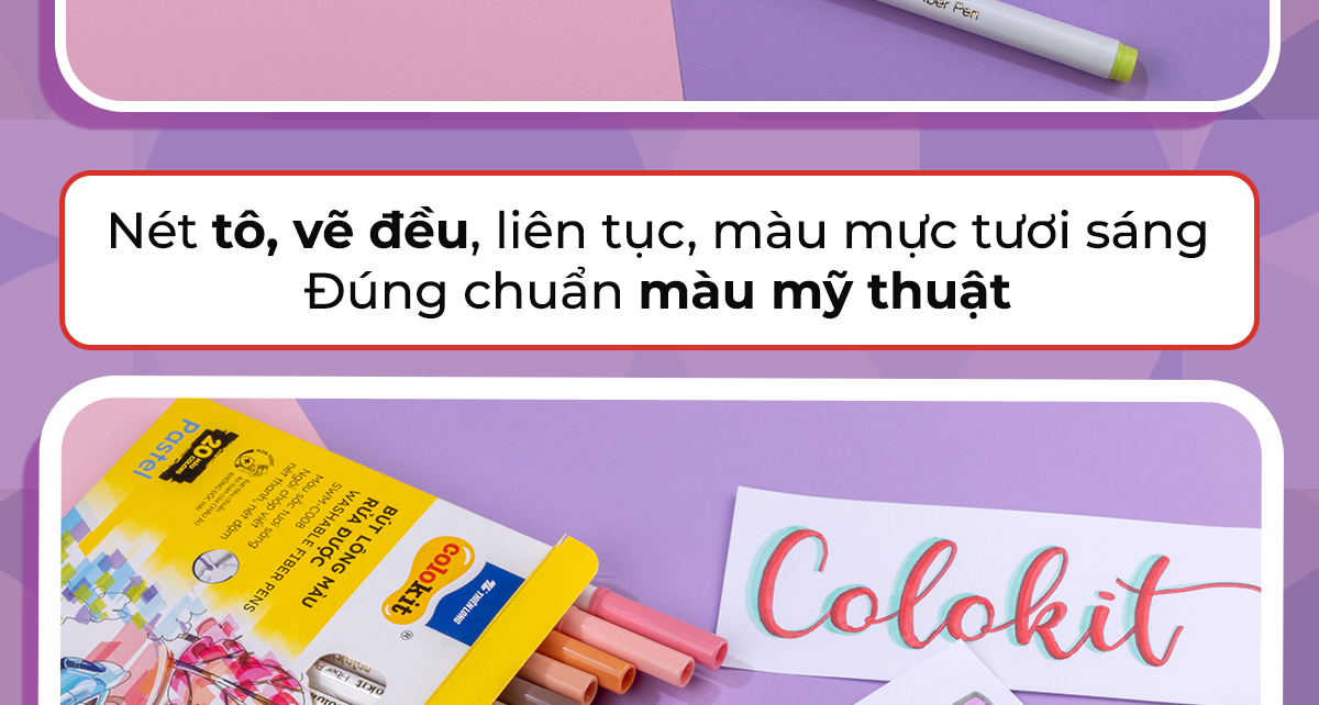 Mô tả Bút lông màu Fiber Pen 20 màu Pastel Thiên Long Colokit SWM-C008 - Bút lông màu, bút dạ, bút highlight rửa được an toàn - 4