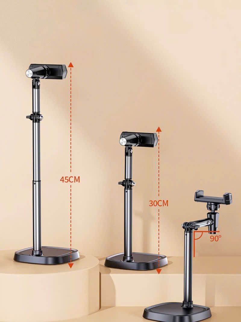 Mô tả Giá Đỡ Điện Thoại T10 Để Bàn, Chân Đỡ Livestream Bằng Kim Loại Quay 360 Độ Tùy Chỉnh Chiều Cao Góc Quay - HOLOCOM - 1