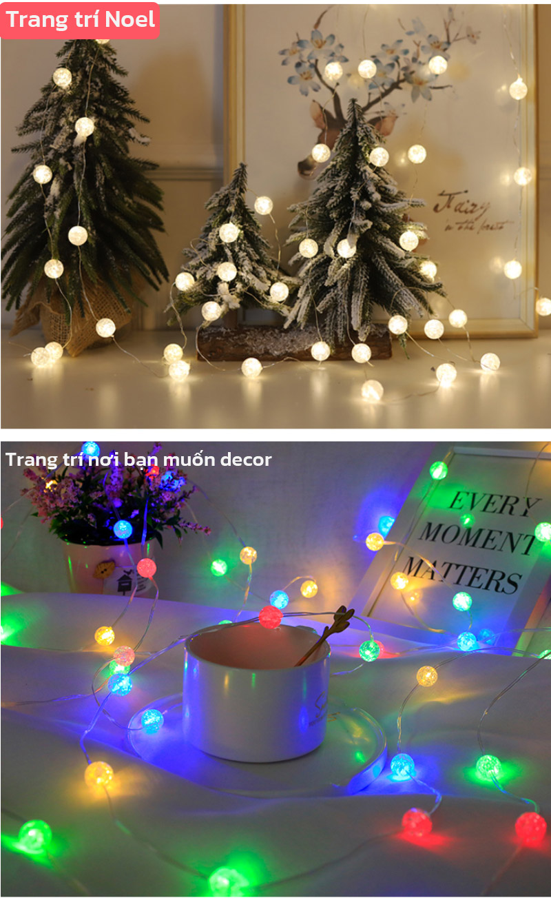 Mô tả Dây Đèn Led Trang Trí 5M 10M MODI SOLAR Pha Lê Cắm Điện Không Thấm Nước - 3