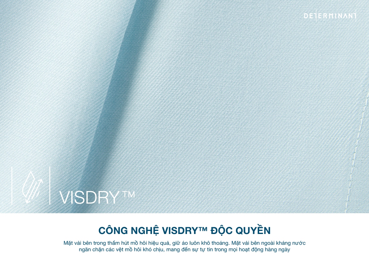 Mô tả Áo sơ mi nam tay dài DETERMINANT 100% cotton siêu dài - công nghệ Visdry, chống nhăn -  SS01 - màu xanh - 4