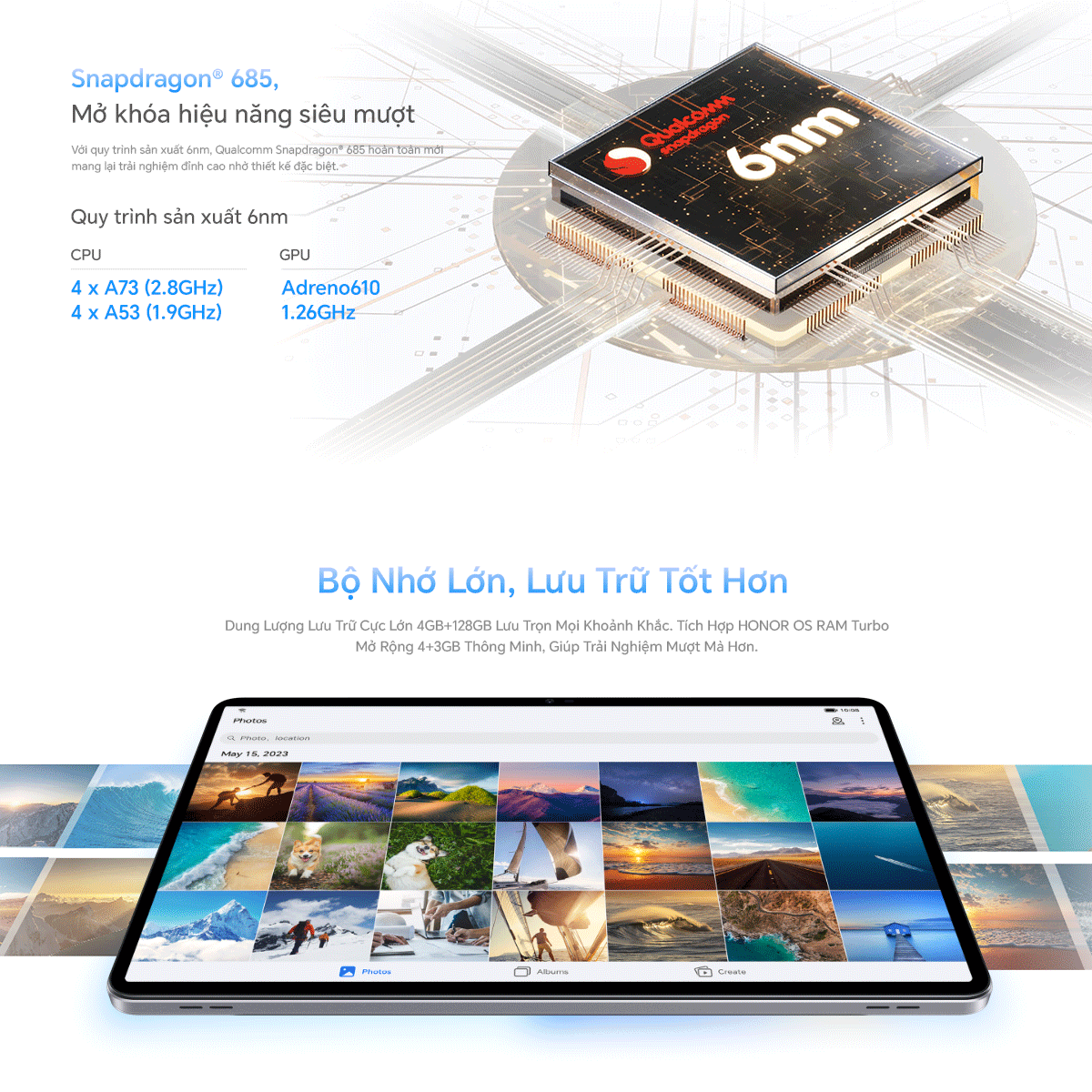 Chipset Snapdragon 685 trên HONOR Pad X9