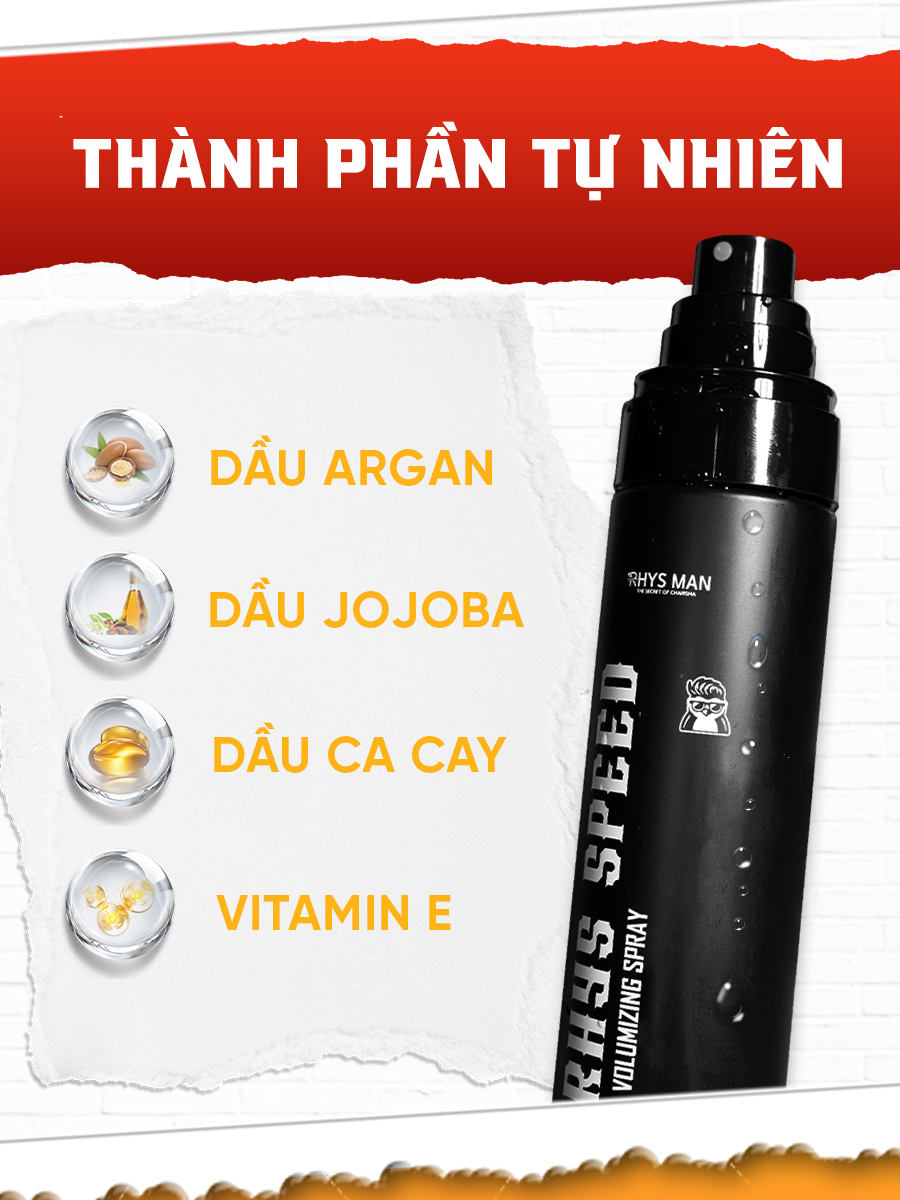 Mô tả Xịt phồng tóc Rhys Man, xịt tạo độ phồng Rhys Speed, giữ nếp tự nhiên, không gây bết tóc 100ml - 2