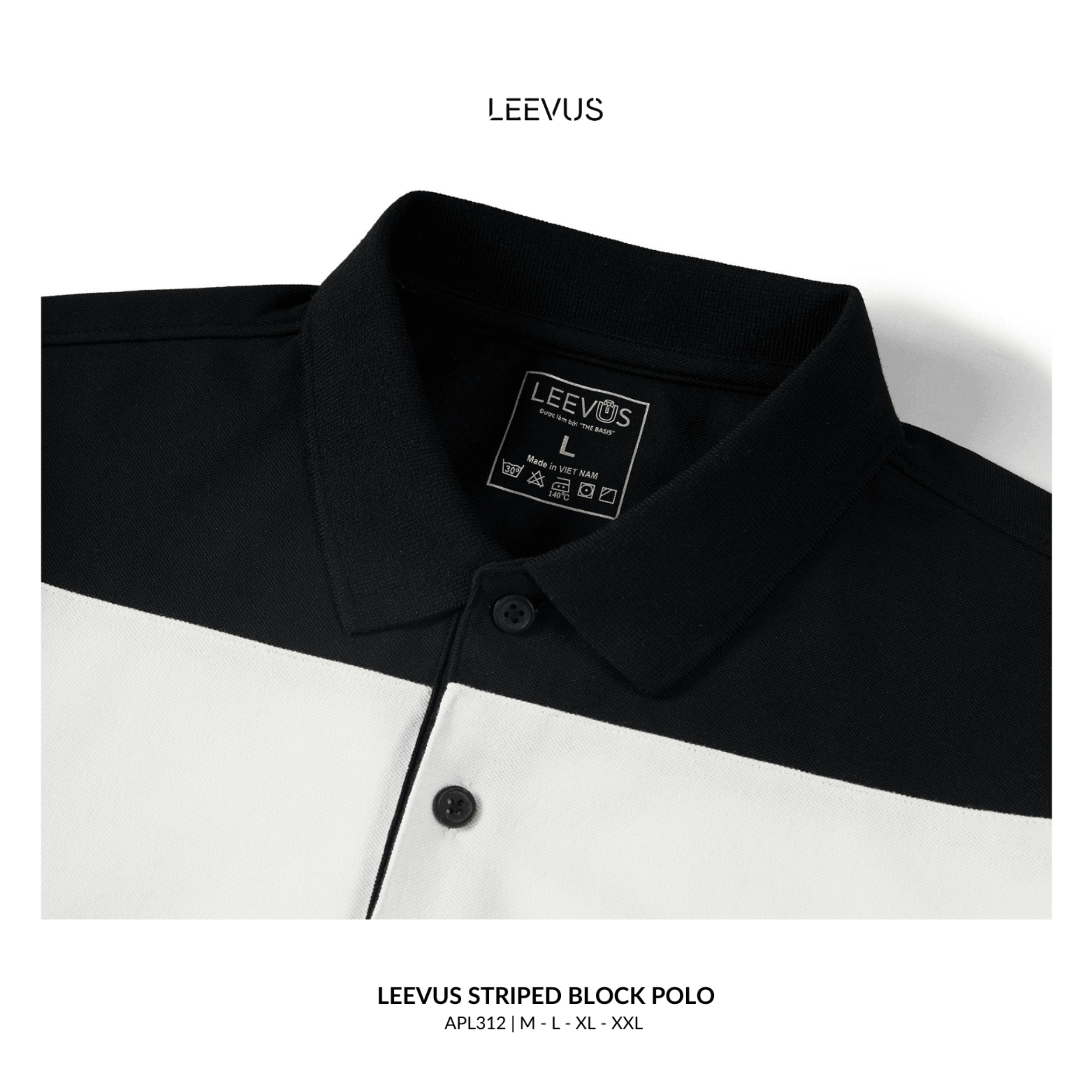 Mô tả Áo Polo nam STRIPED BLOCK LEEVUS phối màu, vải CVC cá sấu, form regular APL312 - 5