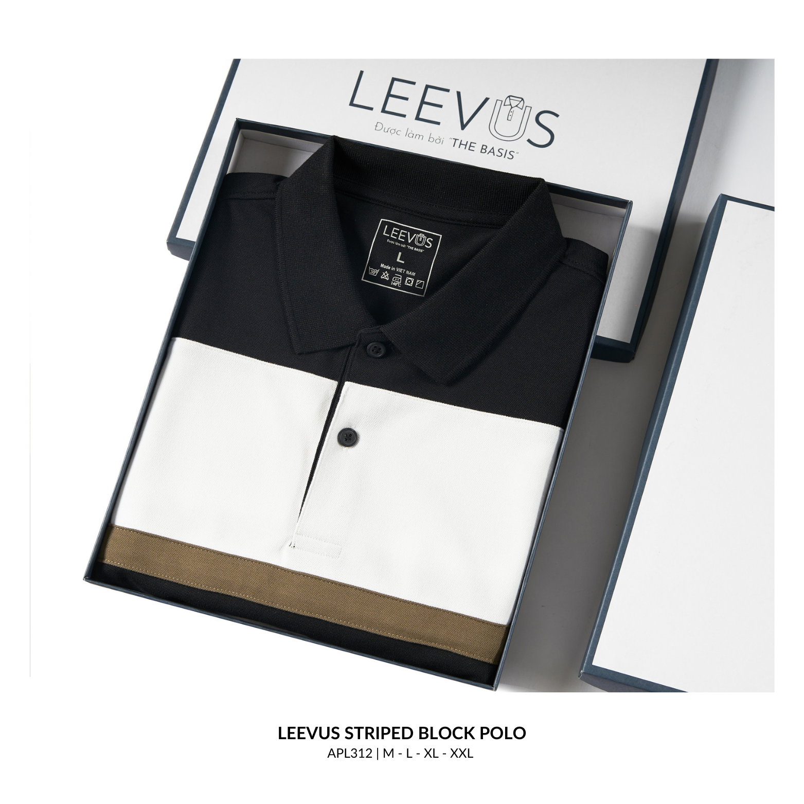 Mô tả Áo Polo nam STRIPED BLOCK LEEVUS phối màu, vải CVC cá sấu, form regular APL312 - 7