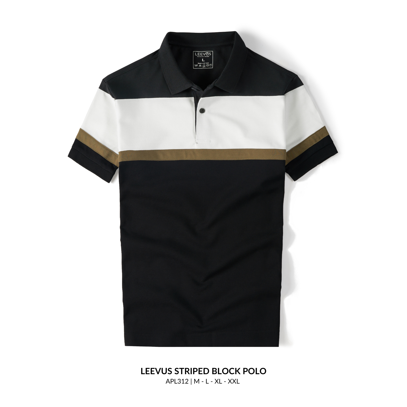 Mô tả Áo Polo nam STRIPED BLOCK LEEVUS phối màu, vải CVC cá sấu, form regular APL312 - 8