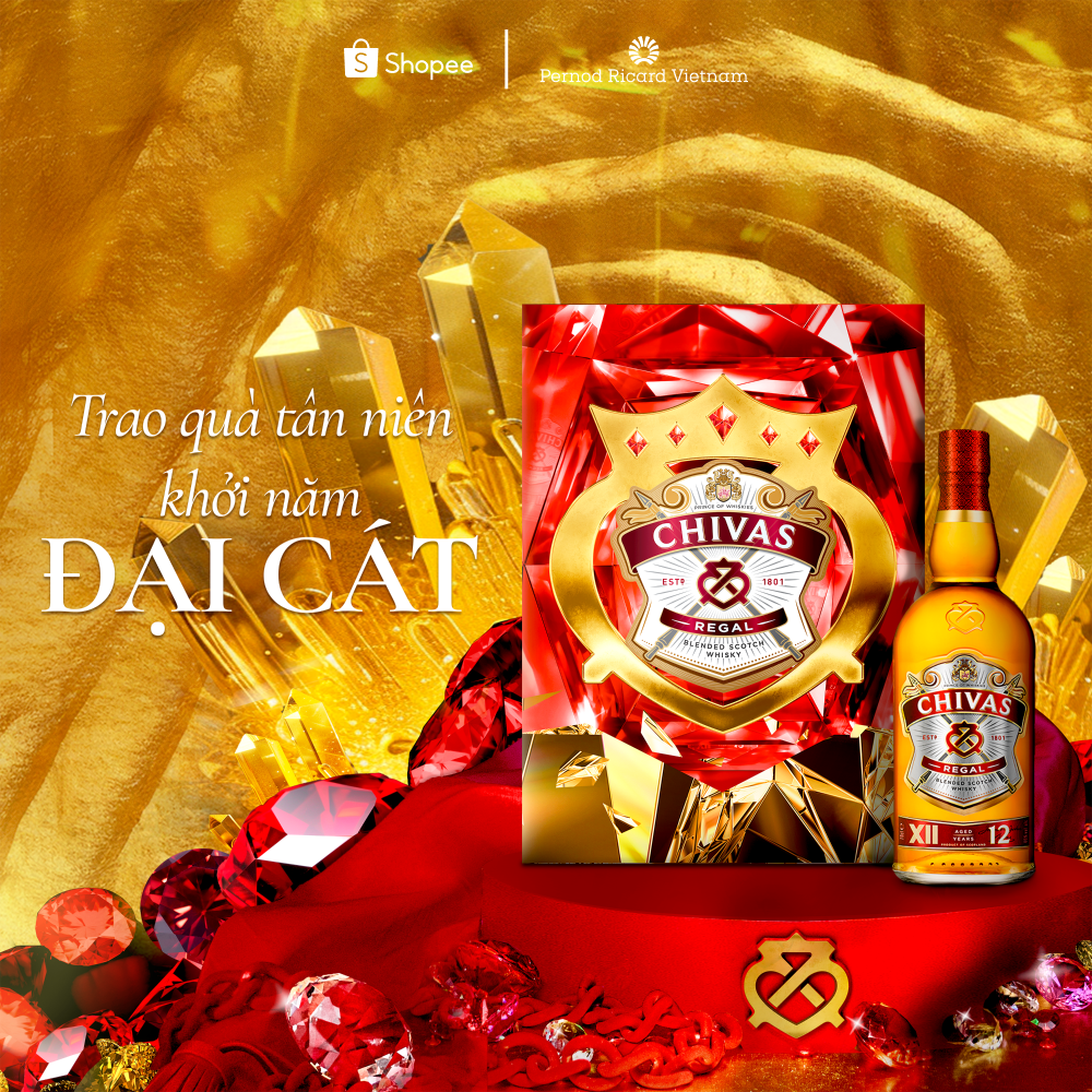 Mô tả Hộp Rượu Quà Tết 2025 Whisky Chivas Regal 12 YO Nồng Độ Alc 40% 700ml Kèm Hộp và Túi Giấy - 1