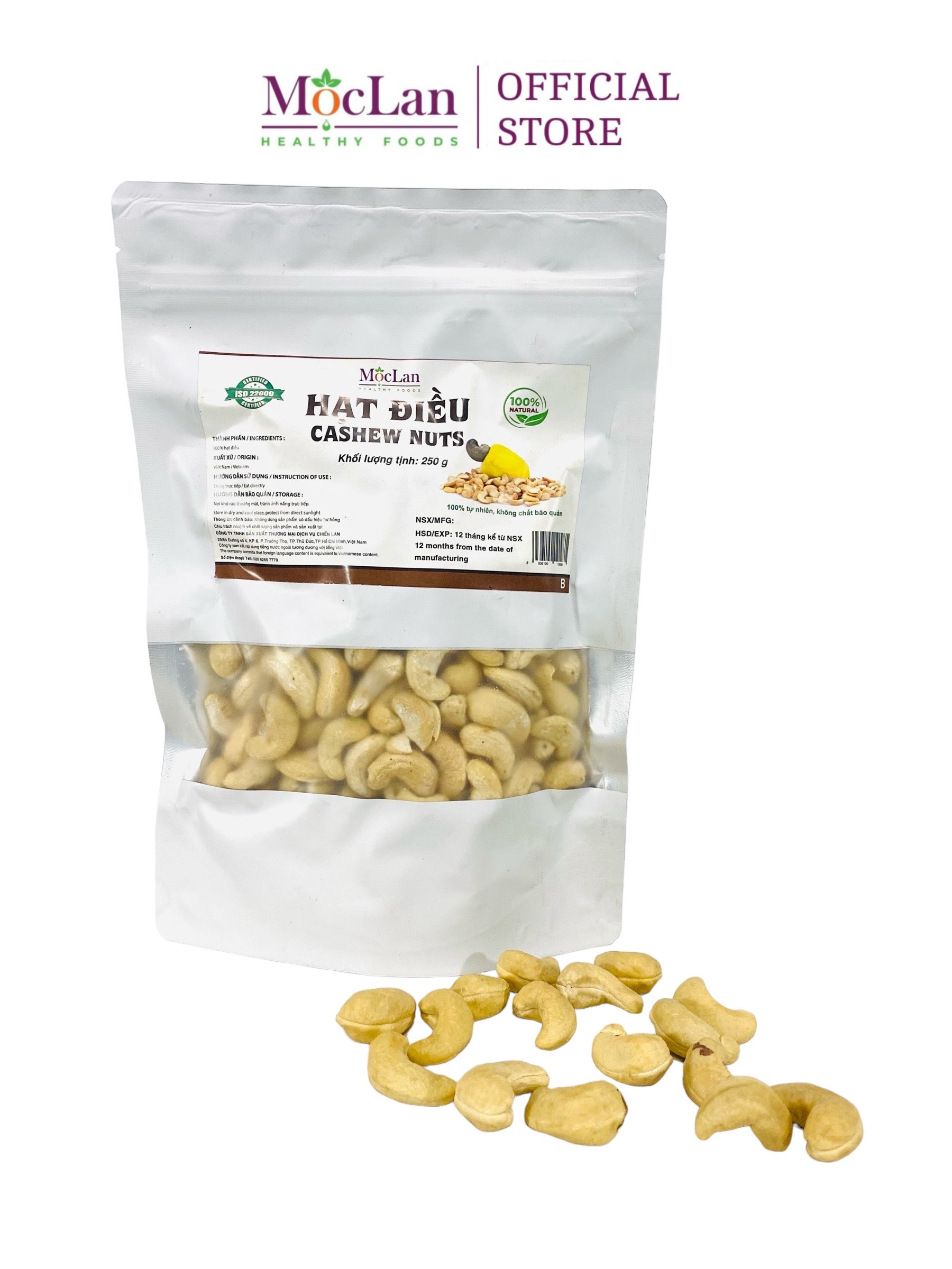 Mô tả Hạt điều tách vỏ sấy giòn, nguyên hạt Bình Phước thơm ngon loại 1 MộcLan HEALTHY FOODS - 250G, 500G - 2