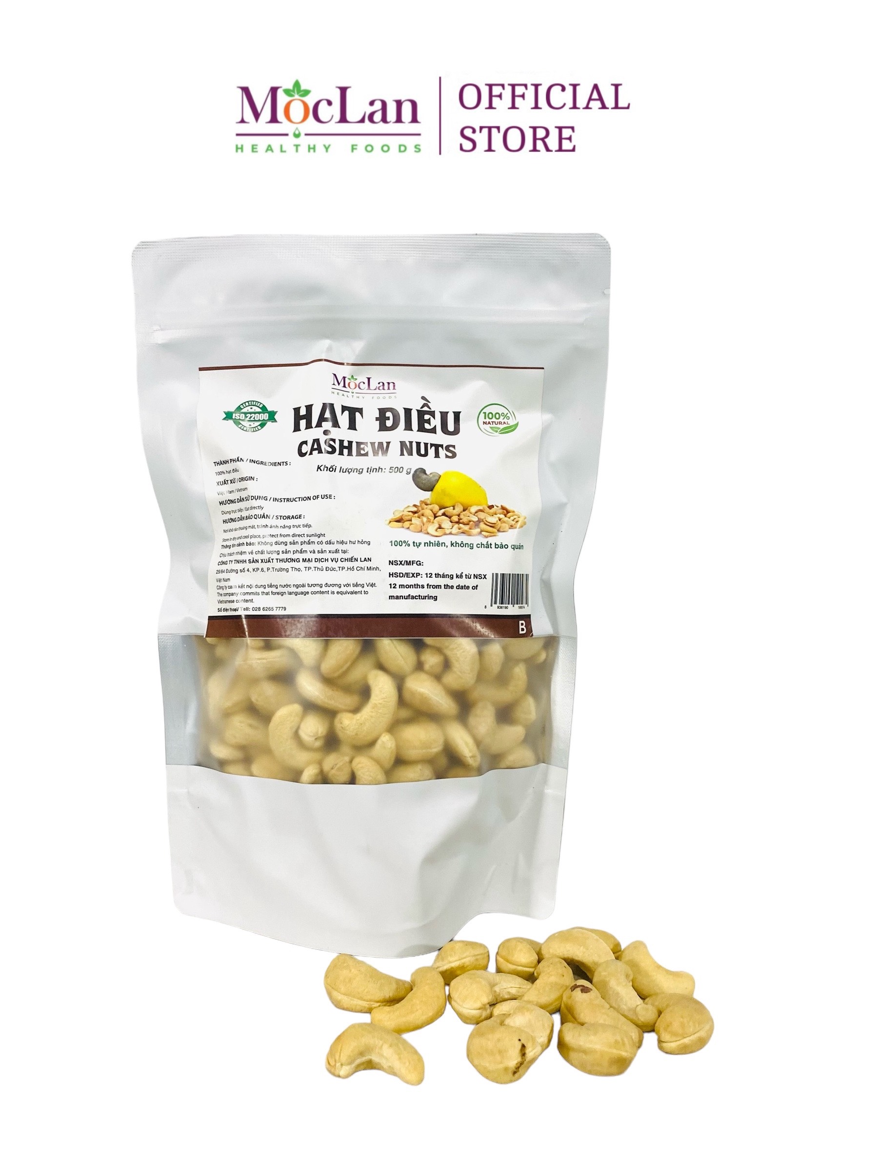 Mô tả Hạt điều tách vỏ sấy giòn, nguyên hạt Bình Phước thơm ngon loại 1 MộcLan HEALTHY FOODS - 250G, 500G - 3