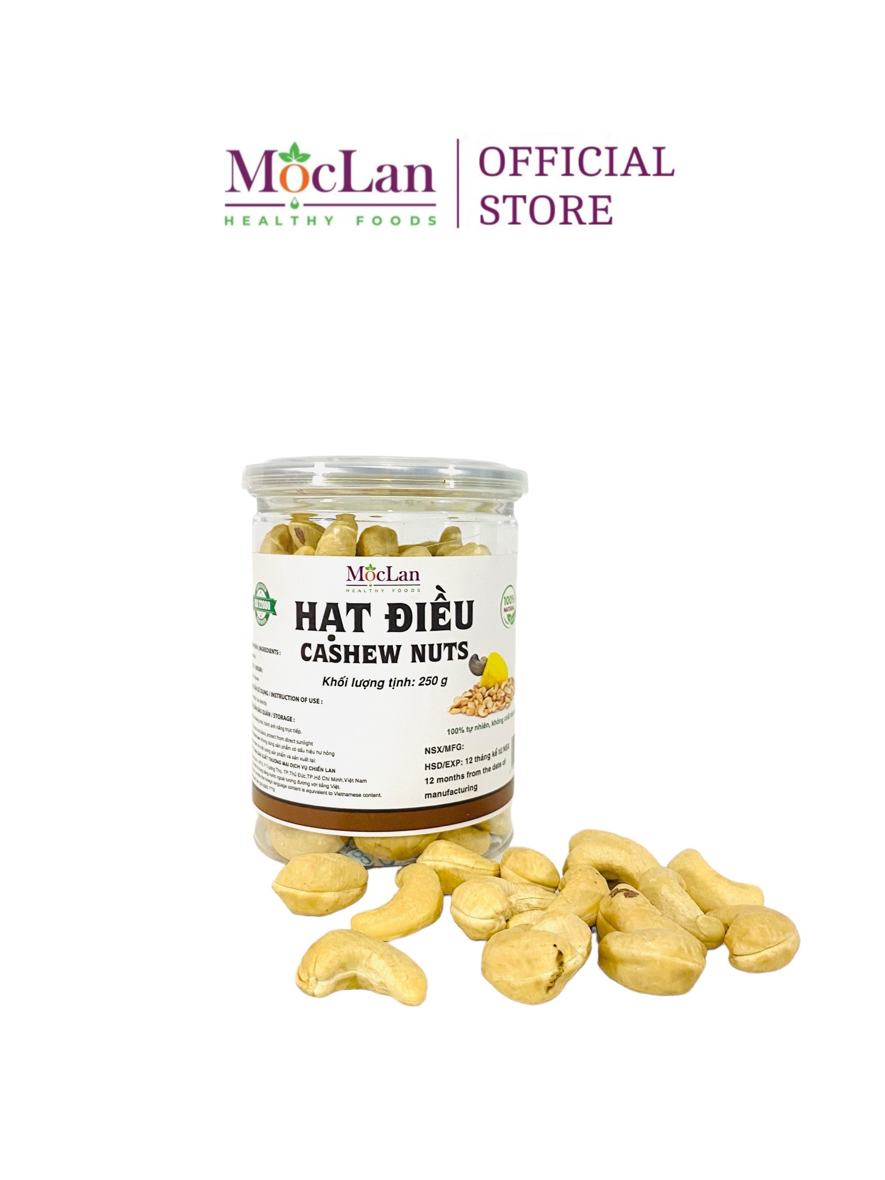 Mô tả Hạt điều tách vỏ sấy giòn, nguyên hạt Bình Phước thơm ngon loại 1 MộcLan HEALTHY FOODS - 250G, 500G - 5