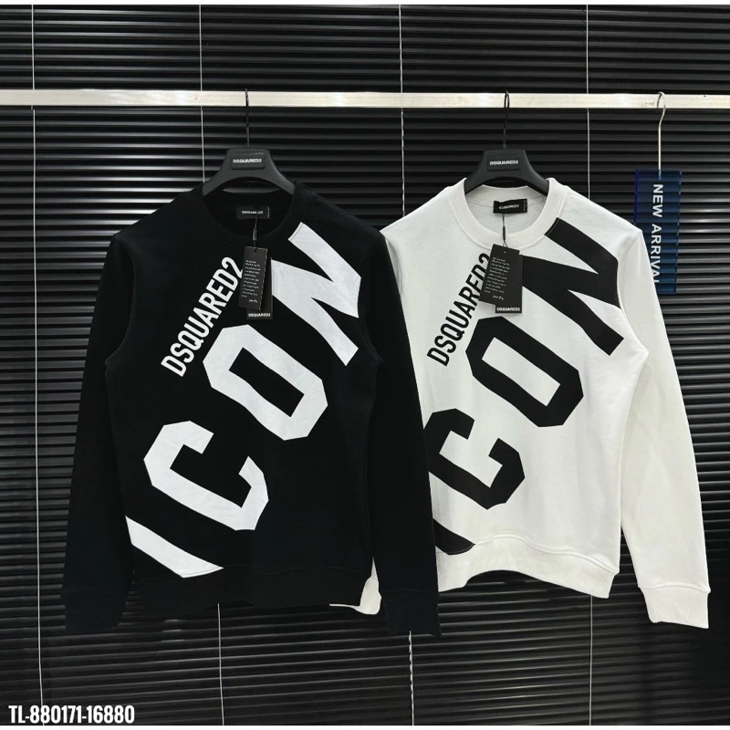 áo sweater nỉ bông dài tay cổ tròn ICON dsquared2 in chữ chéo to mẫu mới  2024