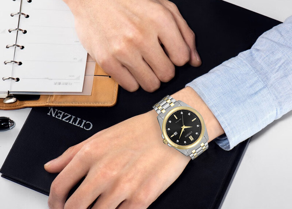 Mô tả Đồng Hồ Nam Citizen Eco-Drive Đính Kim Cương Dây Thép Không Gỉ BM7107-50E - Mặt Đen (Sapphire) - 1