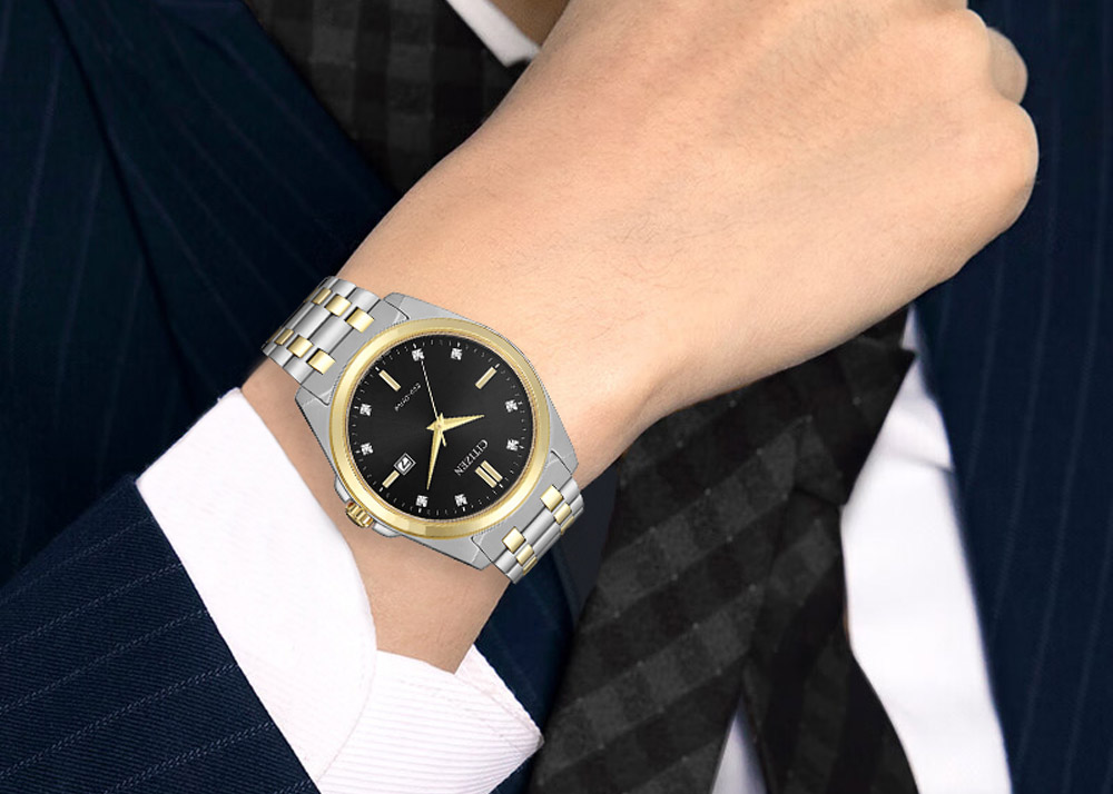 Mô tả Đồng Hồ Nam Citizen Eco-Drive Đính Kim Cương Dây Thép Không Gỉ BM7107-50E - Mặt Đen (Sapphire) - 2