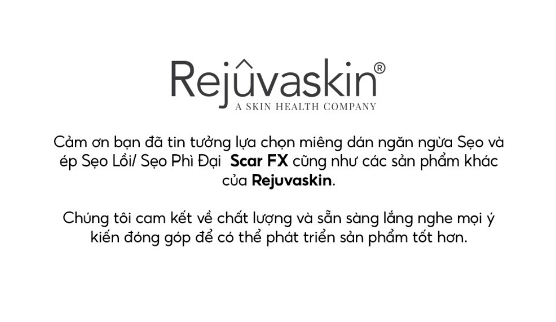 Mô tả Miếng Dán Xẹp Sẹo Lồi / Phì Đại REJUVASKIN Scar FX 10x20cm - 11