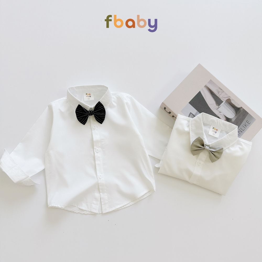 Mô tả Sơ Mi Trơn Fbaby Màu Trắng Thiết Kế Thoáng Mát Không Kèm Nơ, Cavat - 2