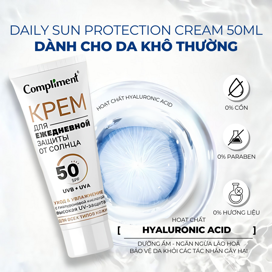 Mô tả Kem Chống Nắng Compliment Tone Up SPF50+ PA++++ 50ml Kết Cấu Nhẹ, Thẩm Thấu Nhanh, Chống Thấm Nước - 3