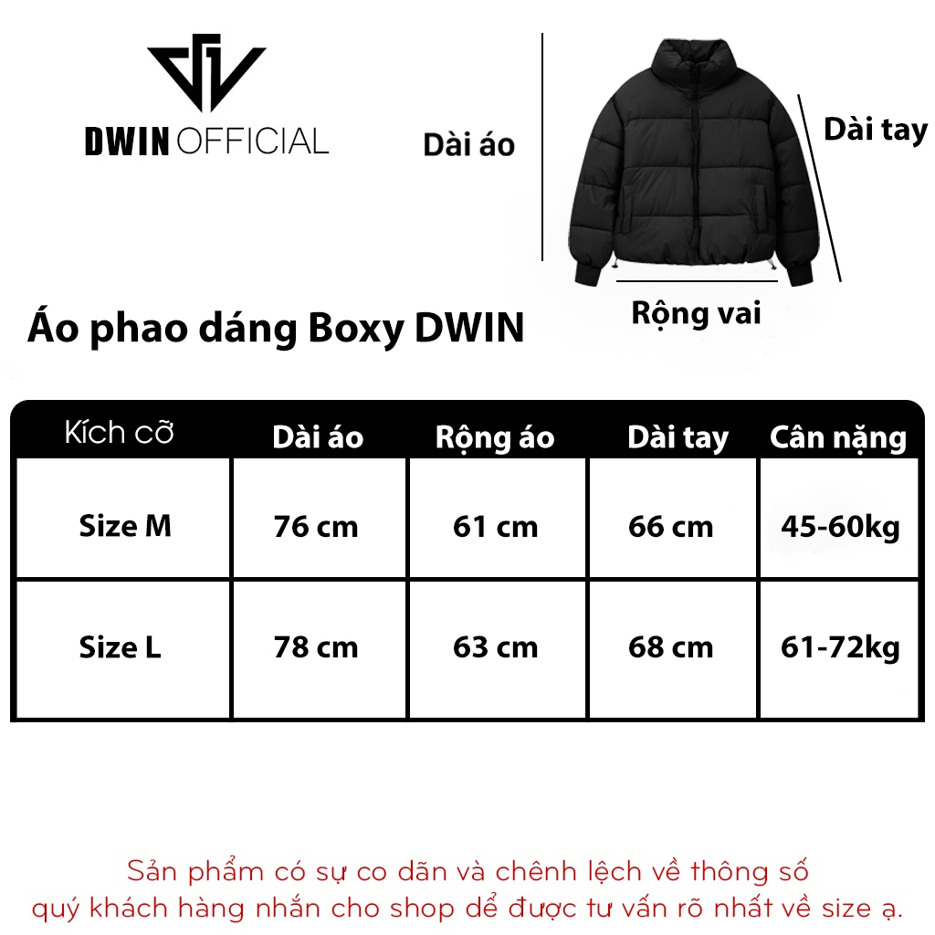 Mô tả Áo khoác phao boxy nam nữ DWIN local brand dáng lửng cổ cao unisex trần bông dày dặn siêu ấm - 1