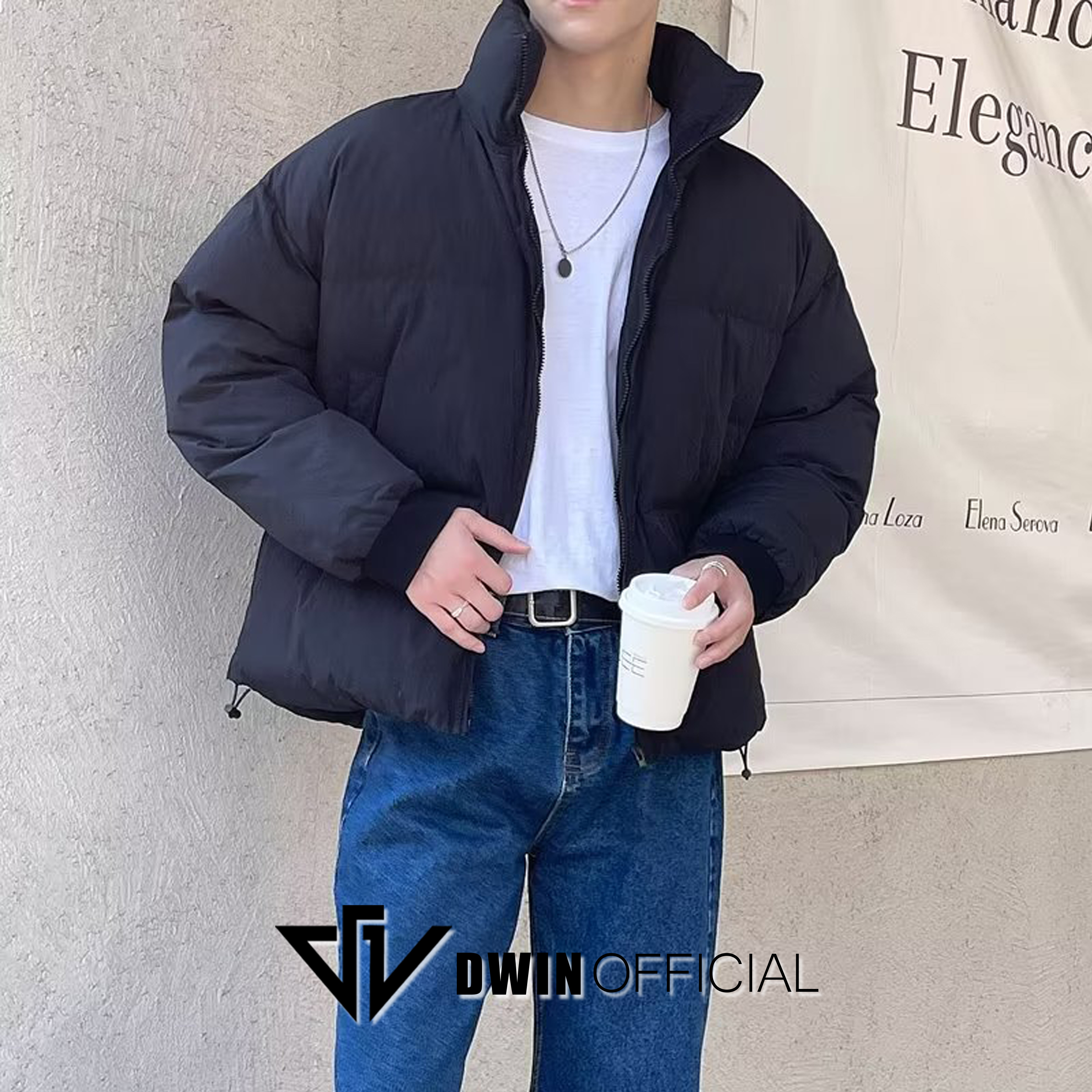 Mô tả Áo khoác phao boxy nam nữ DWIN local brand dáng lửng cổ cao unisex trần bông dày dặn siêu ấm - 5