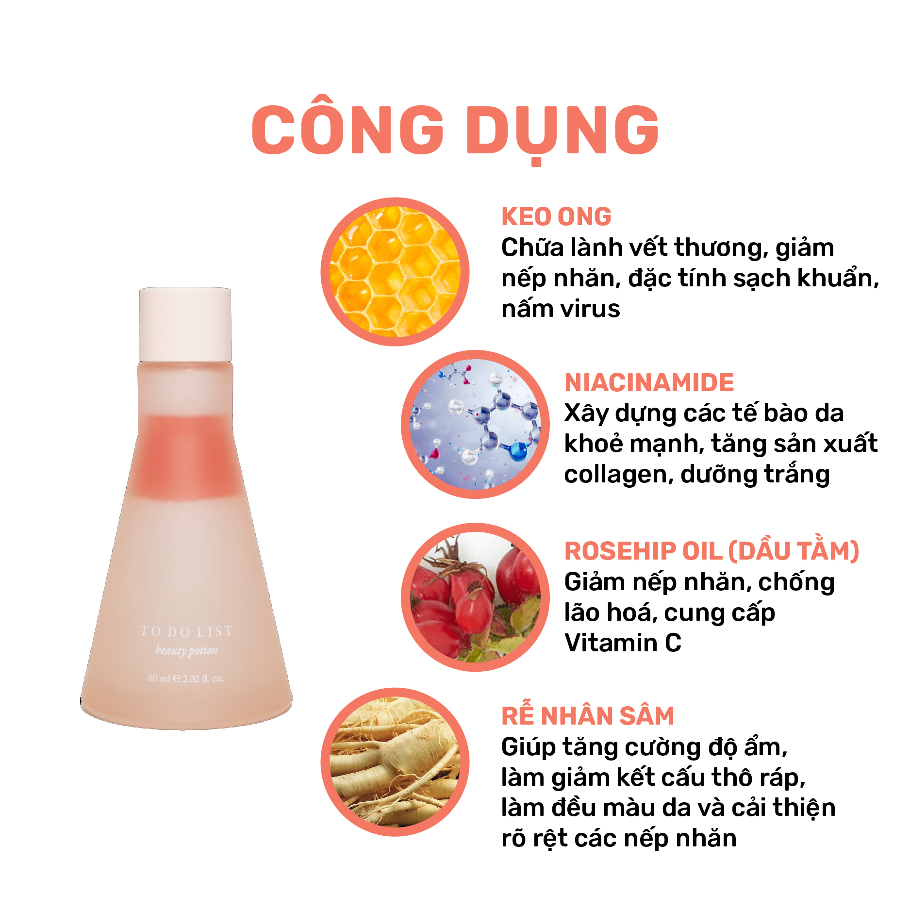 Mô tả Serum Dạng Dầu To Do List Beauty Potion 60ml – Tinh Chất Giảm Mụn, Làm Dịu Da, Cấp Ẩm Hiệu Quả - 3
