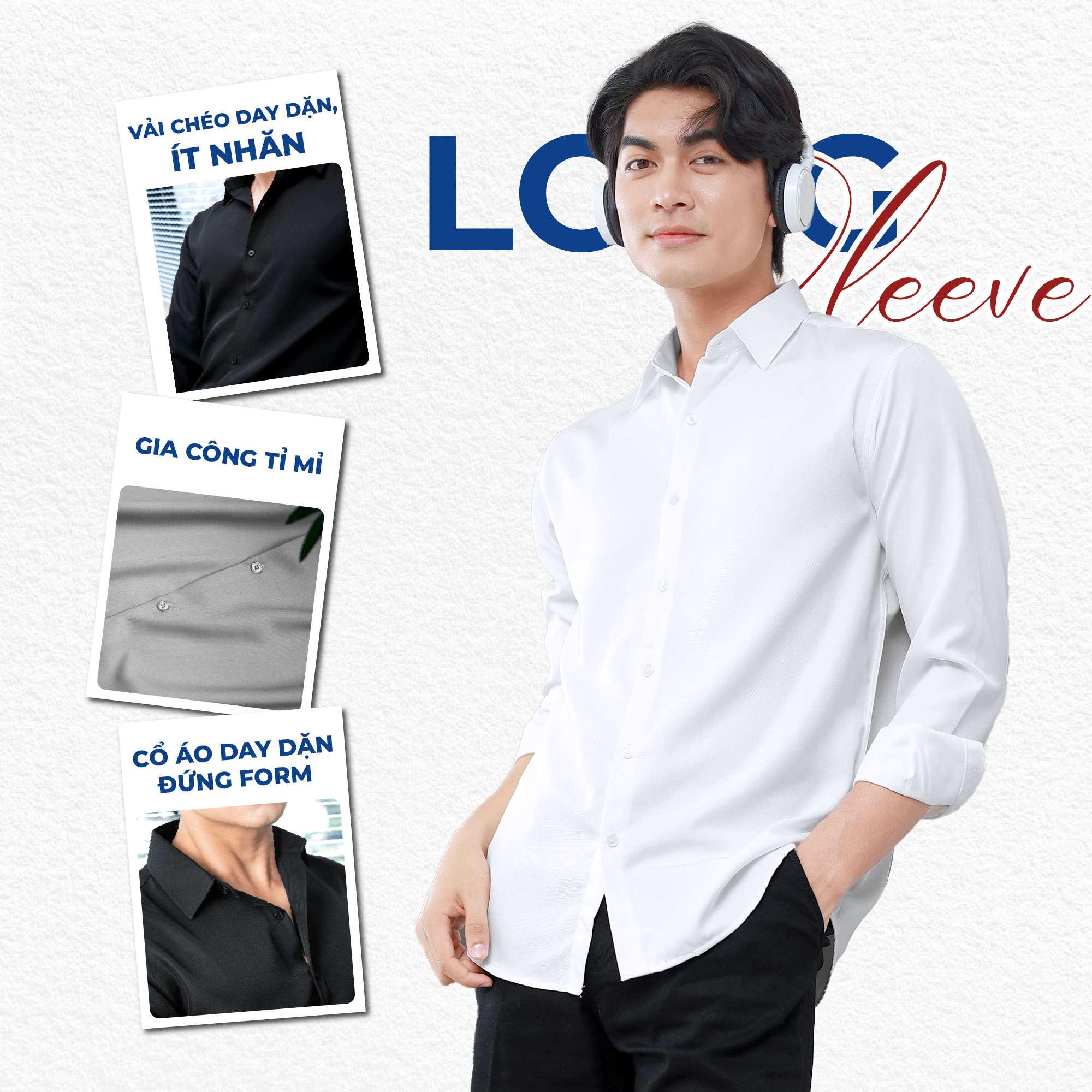 Mô tả Áo sơ mi nam tay dài POLYS Fullbox. Vải Chéo dày dặn, co giãn 2 chiều, Áo Sơ Mi 6 màu LONG SLEEVE - 1