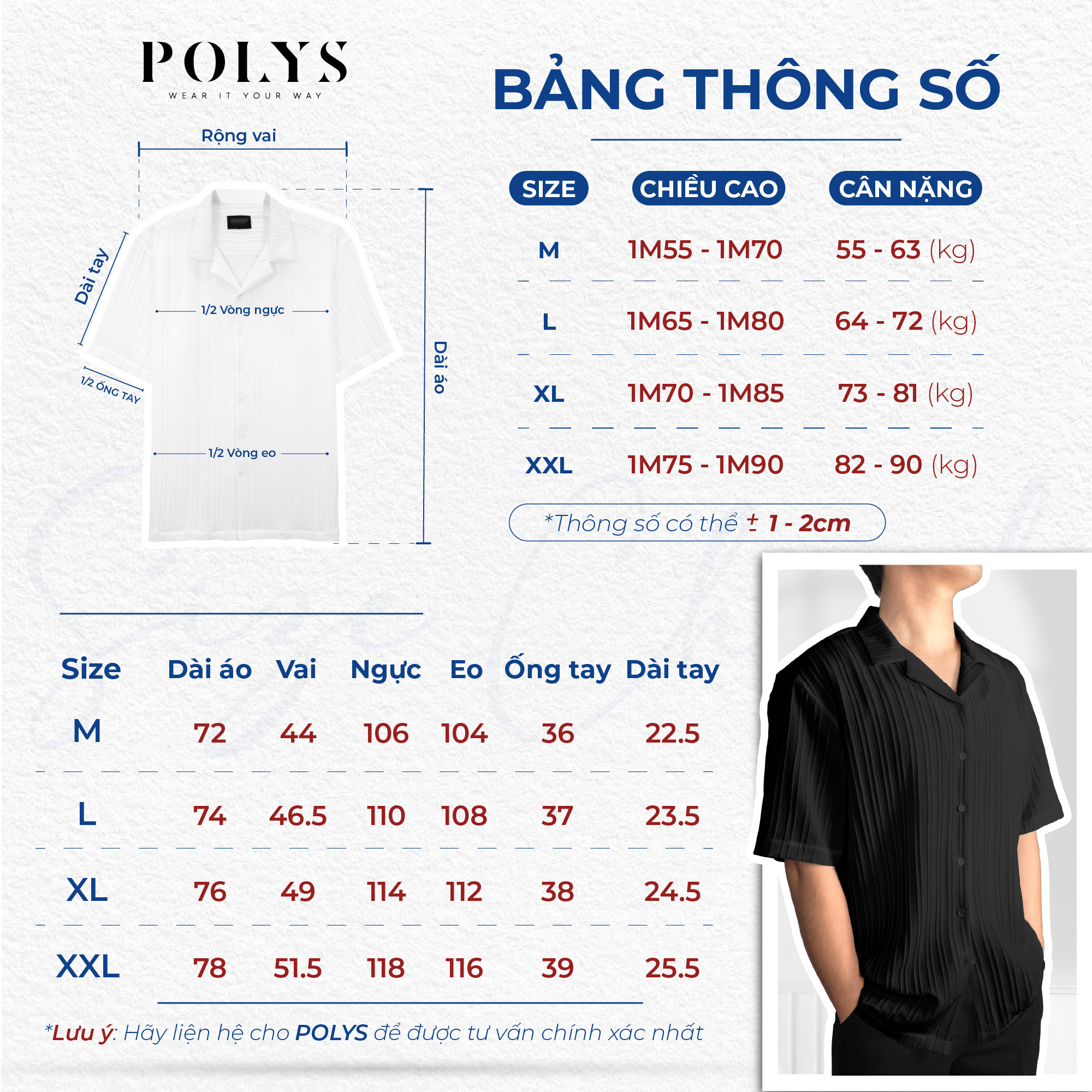 Mô tả Áo sơ mi nam POLYS Fullbox Vải Linen Vân Đôi Co Giãn 2 Chiều Thấm Hút Tốt Áo sơ mi nam tay ngắn VENN - 6