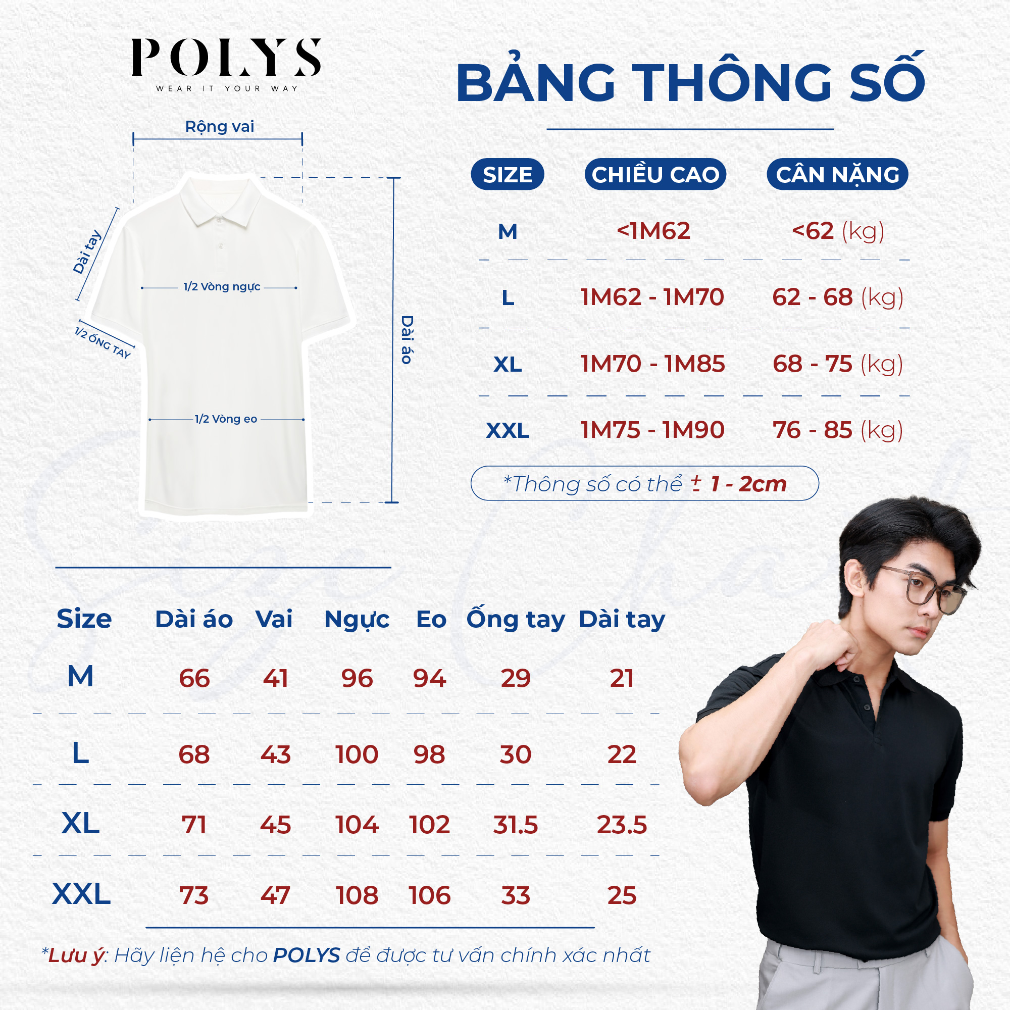 Mô tả Áo Polo Nam Trơn POLYS Fullbox Form Regular, Vải TC Synex Thoáng Khí Co giãn 4 Chiều POLO ELITE - 3