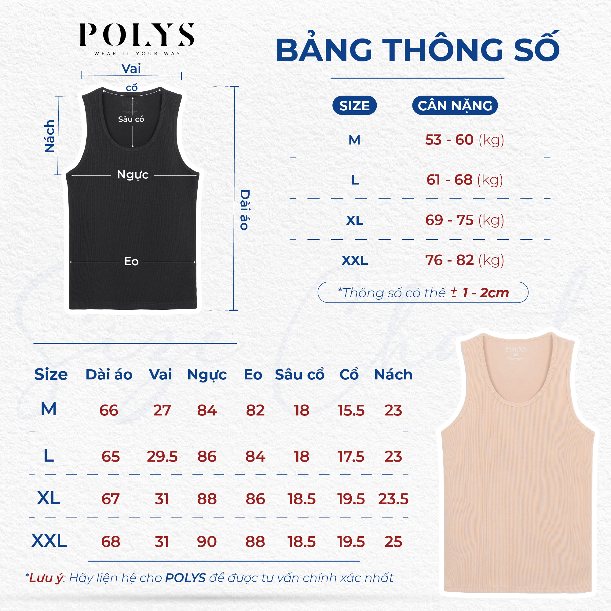 Mô tả Áo Ba Lỗ Thun Gân POLYS Fullbox Form Body, Vải Cotton Gân Dày Dặn, Co Giãn Và Thấm Hút Tốt. Áo 3 Lỗ - 7