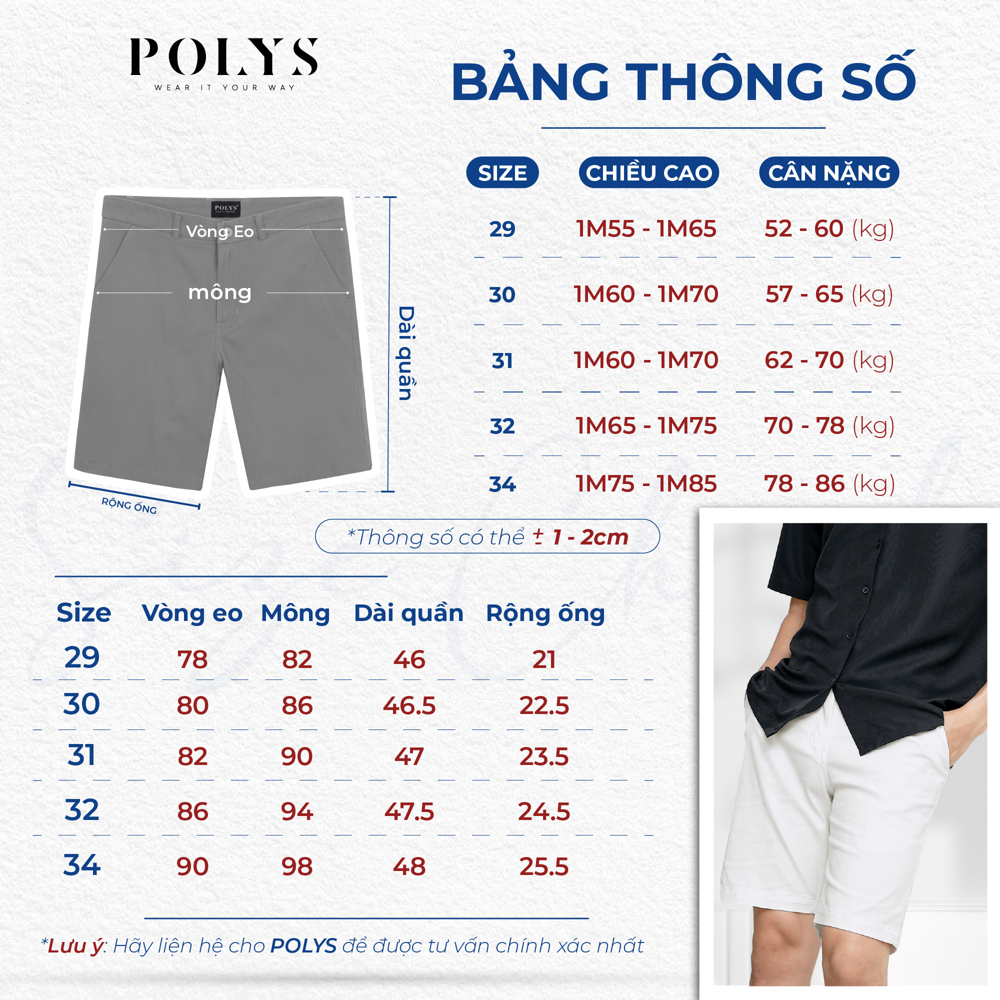 Mô tả Quần short nam POLYS Fullbox vải Kaki Cotton dày dặn, co giãn Form Regular Quần Short Kaki Nam - 5