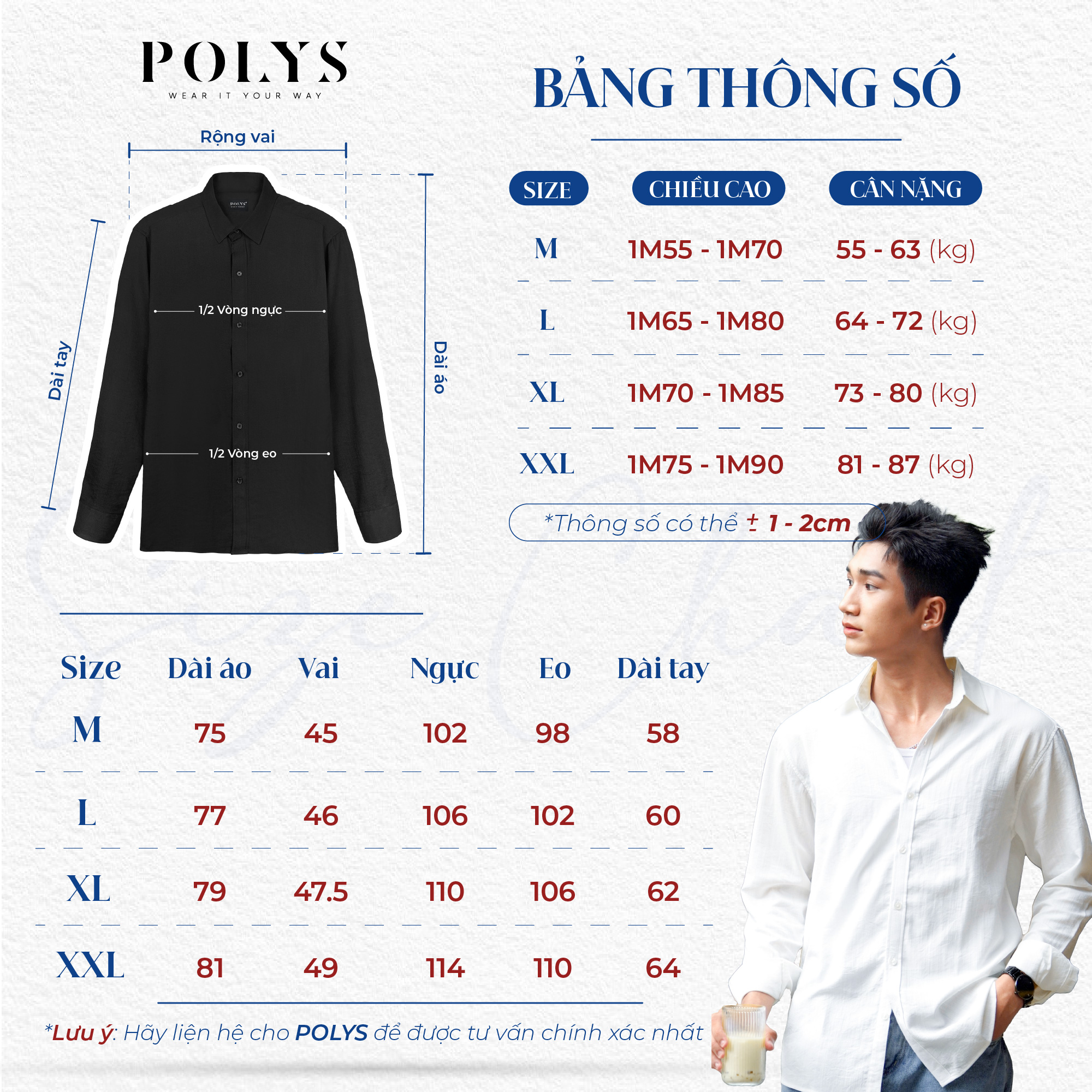 Mô tả Áo sơ mi đũi POLYS Dài Tay Fullbox, vải Đũi Tơ co giãn, thoáng khí Sơ mi đũi nam dài tay LINEN SHIRT - 6